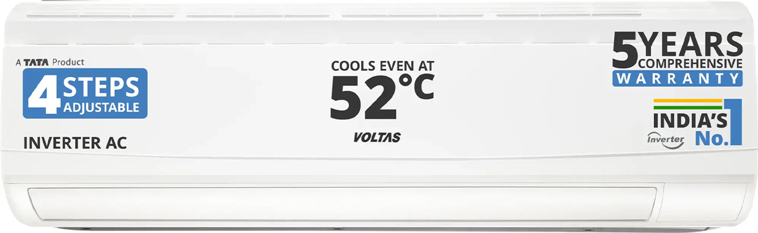 Image of Voltas 2025 Model 1.5 Ton 5 Star Split Inverter 4-IN-1 Adjustable Mode | Energy Efficient | High Ambient Cooling (even at 52�C) | Anti-Dust Filter with Anti-Microbial Coating | Auto Clean AC