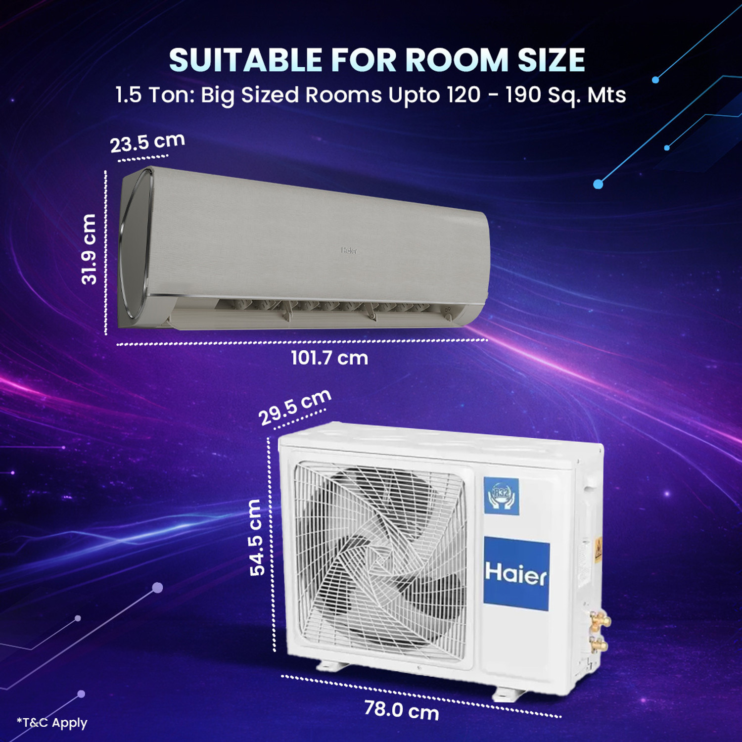 Image of Haier 2025 Model 1.5 Ton 5 Star Split HEXA Inverter with Wi-fi AC