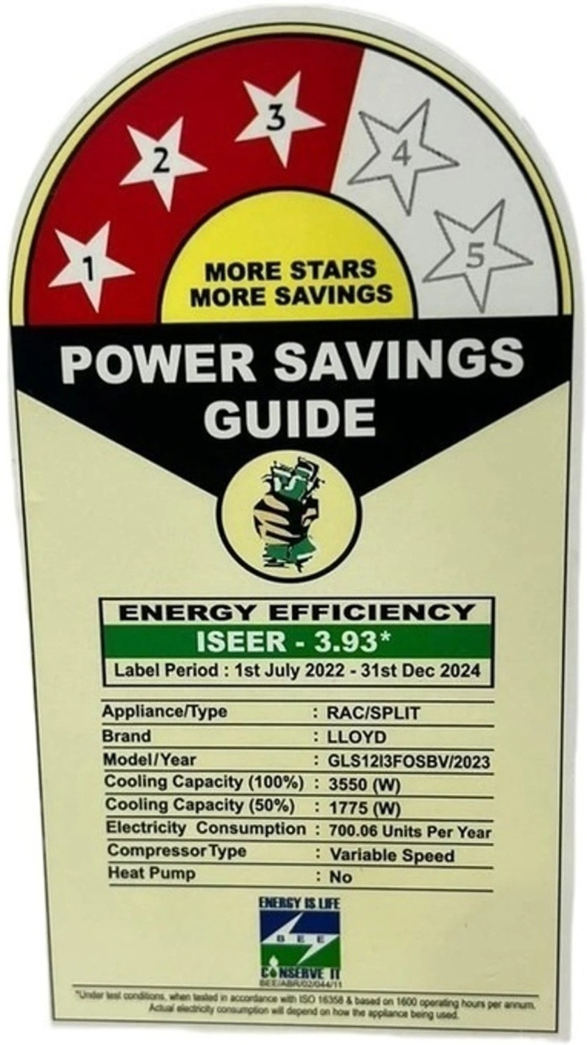 Image of Lloyd 2024 Model 1 Tons 3 Star Split Inverter AC