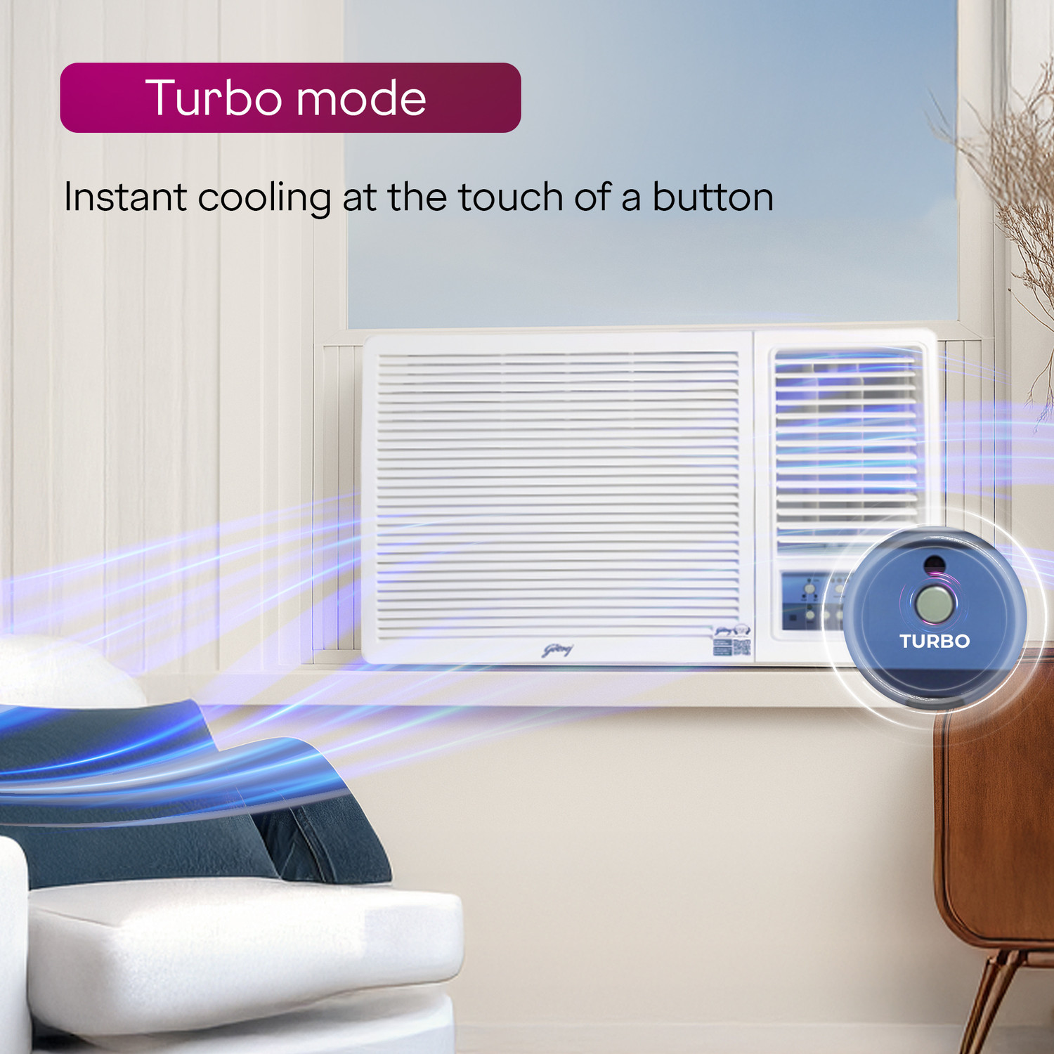 Image of Godrej 2025 Model 1.5 Ton 3 Star Window Fixed Speed Turbo ModeAnti-Dust Filter with Anti-Freeze Thermostat AC