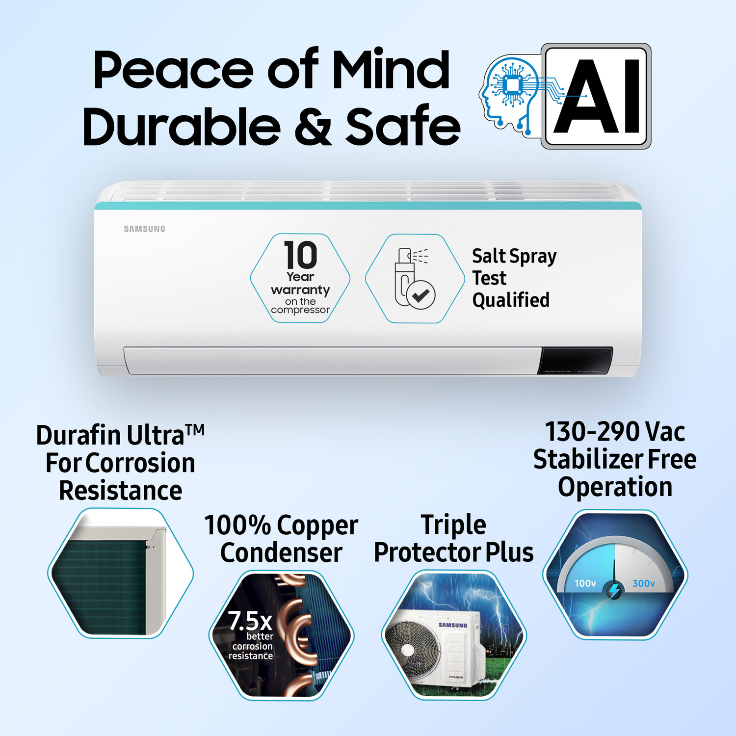 Image of Samsung 2023 Model 1 Ton 3 Star Split Inverter with Wi-fi AC