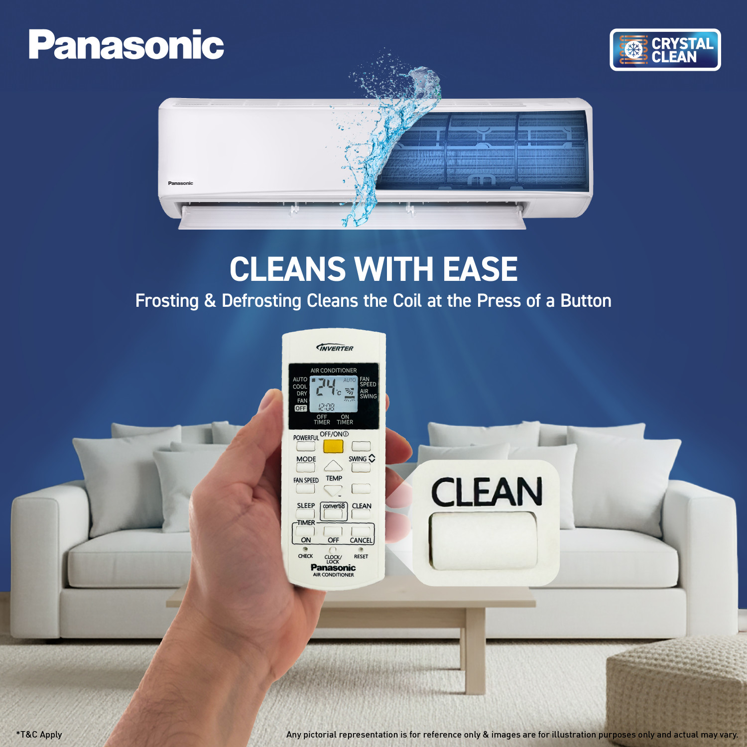 Image of Panasonic 2026 Model 1.5 Ton 3 Star Split Inverter Smart Auto Cool, DustBuster Tech, Higher Airflow, 2-Way Swing, Cools at 55 Deg. C, Copper Condenser, 8in1 Convertible, PM0.1 Filter AC