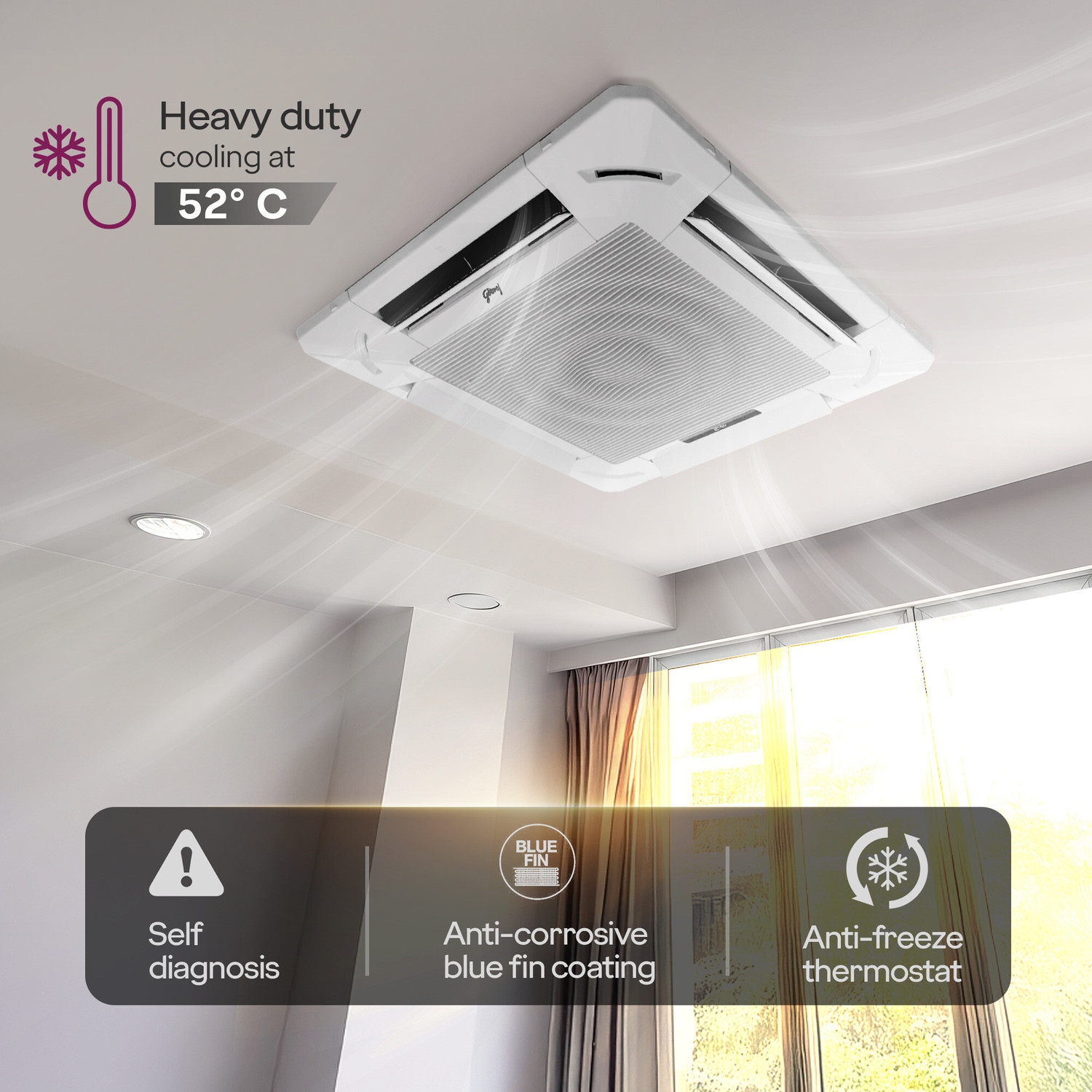 Image of Godrej 2025 Model 2 Ton 3 Star Cassette Inverter With Anti Dust Filter AC