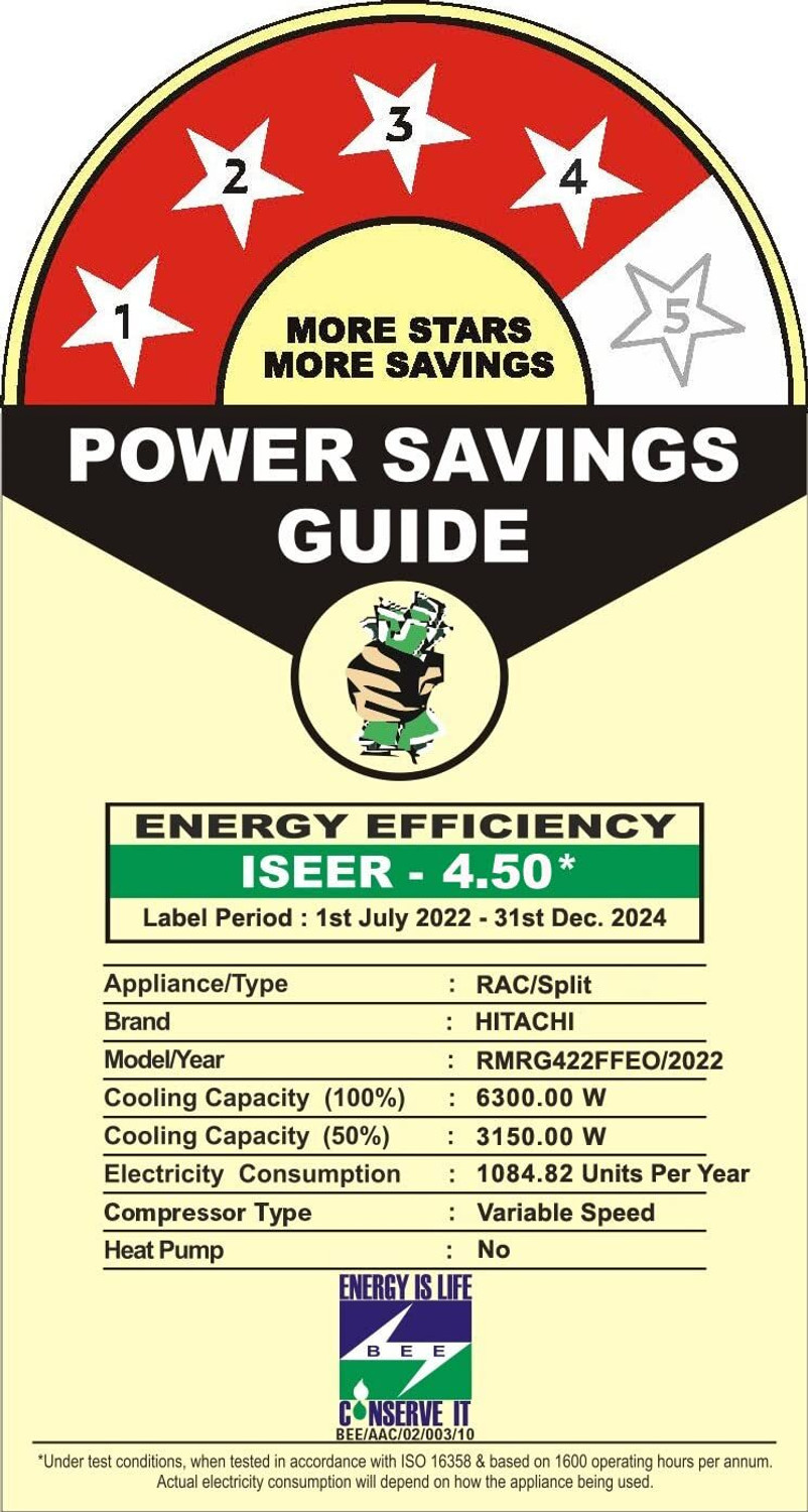 Image of Hitachi 2022 Model 1.8 Ton 4 Star Split Inverter AC
