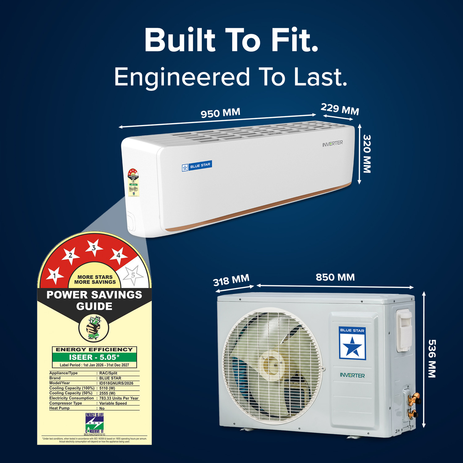 Image of Blue Star 2026 Model 1.5 Ton 4 Star Split Inverter with Wi-fi AC