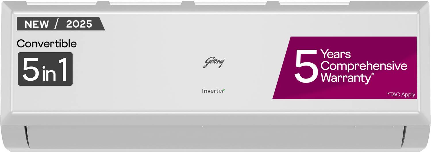 Godrej 2025 Model 1.5 Ton 3 Star Split Inverter 5-In-1-Convertible Cooling with Heavy Duty Cooling And Pure Air Filter AC
