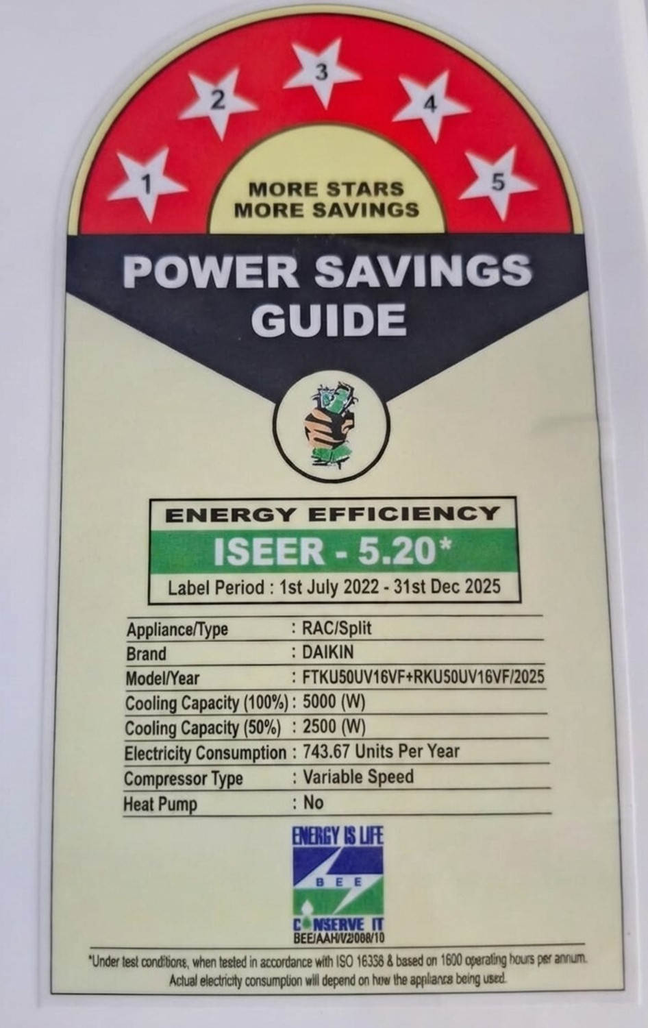 Image of Daikin 2025 Model 1.5 Ton 5 Star Split Inverter AC