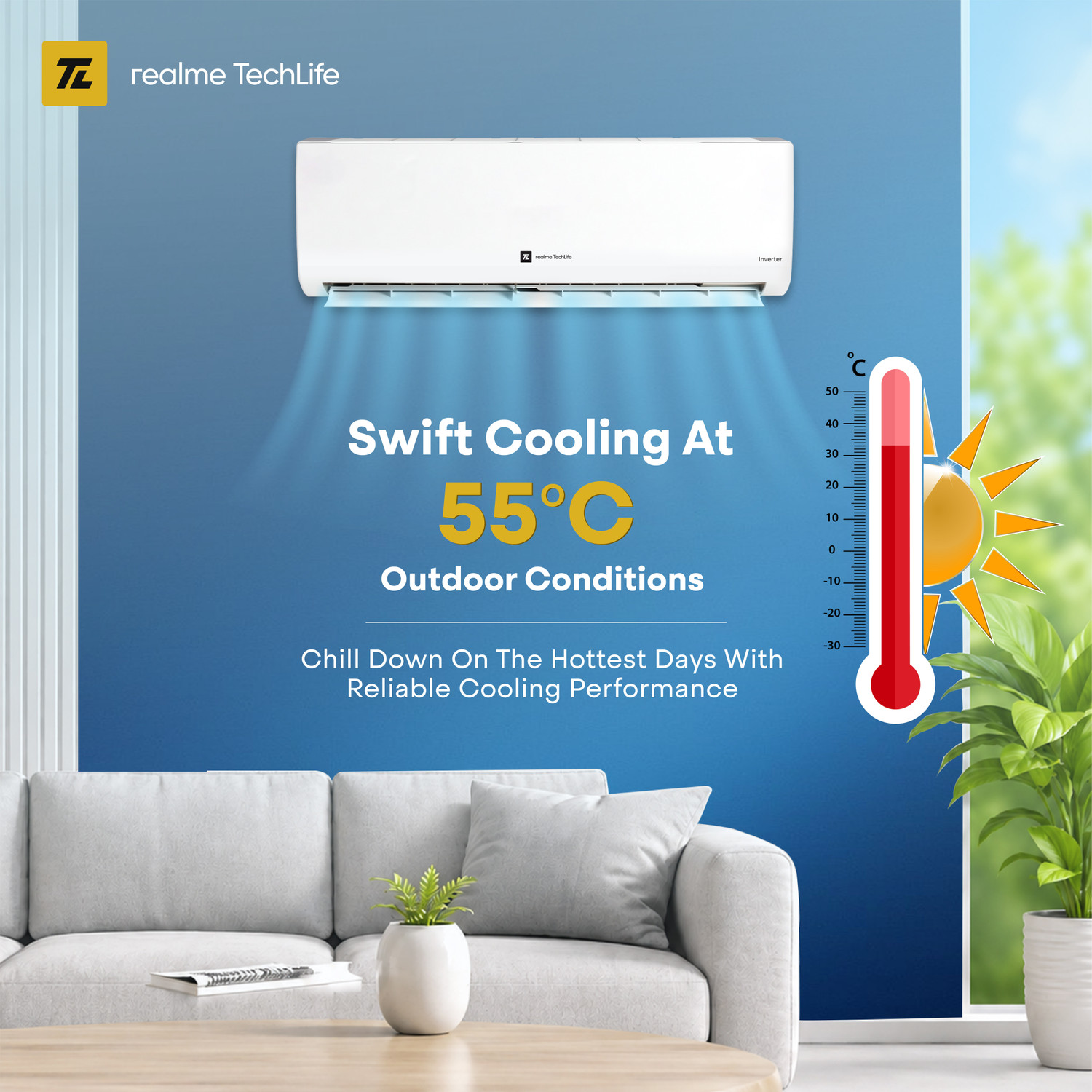 Image of realme TechLife 2026 Model 1.5 Ton 4 Star Split Inverter AC