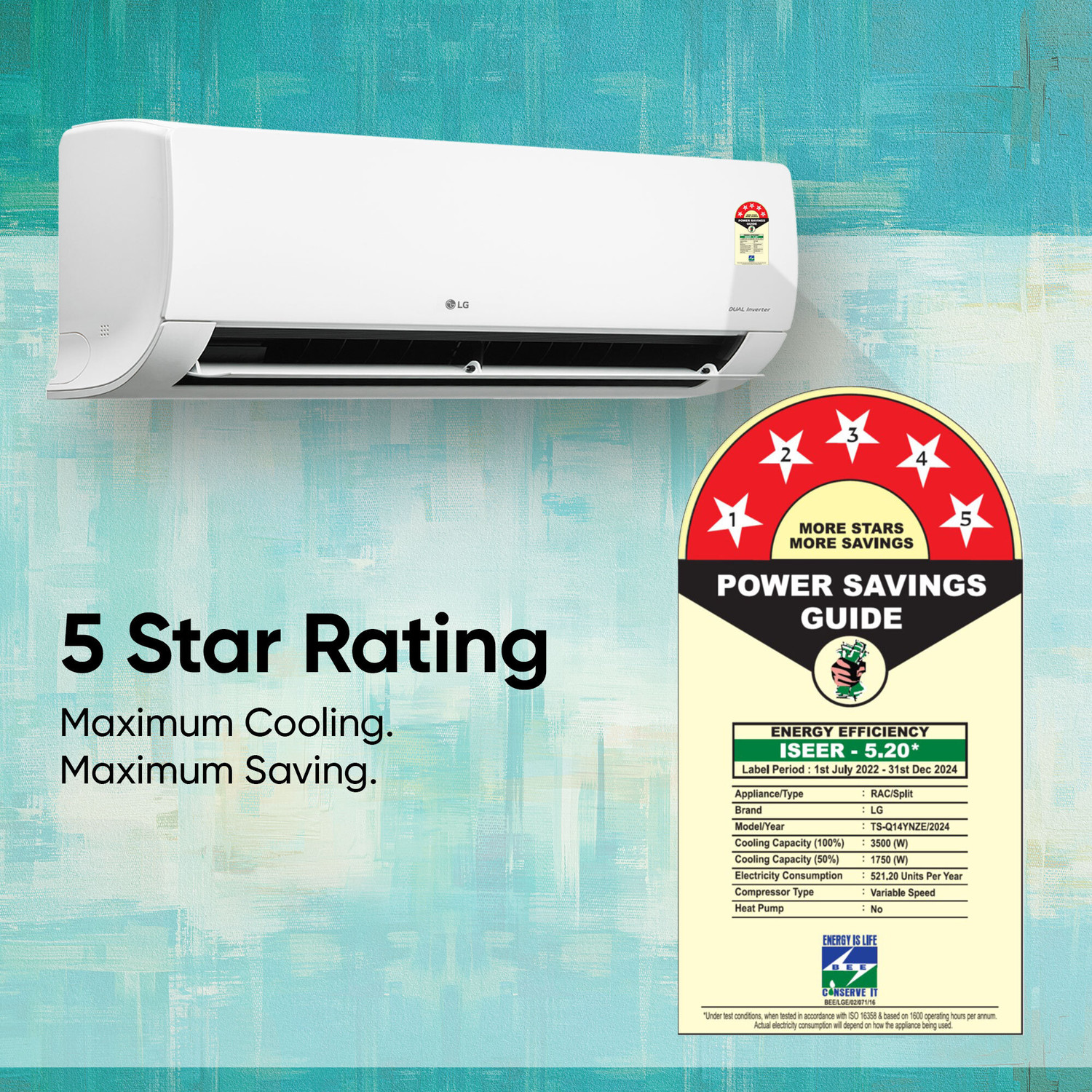 Image of LG 2024 Model 1 Ton 5 Star Split Inverter AI Convertible 6-in-1 Cooling HD Filter with Anti-Virus Protection AC with VIRAAT Mode & ADC Sensor AC