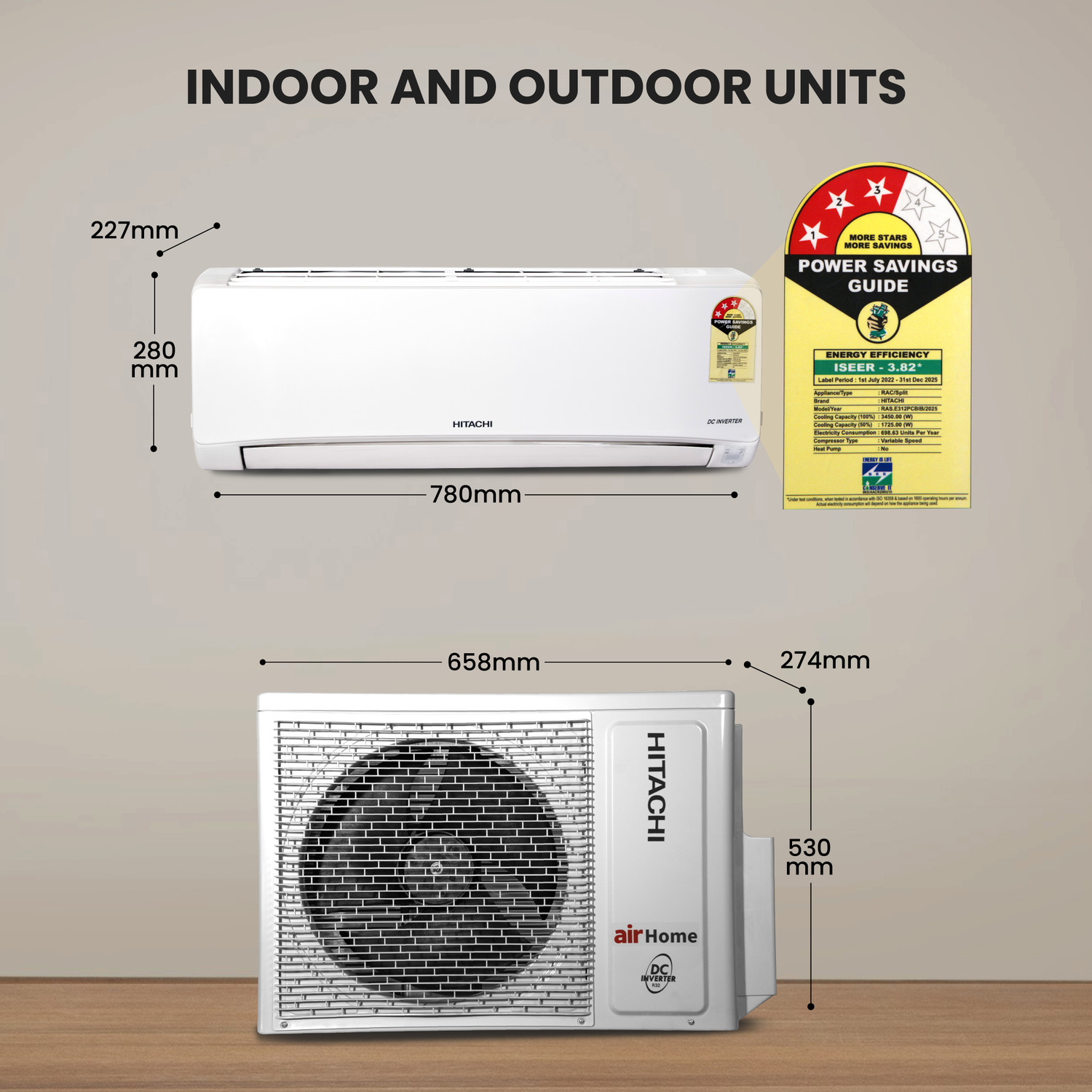 Image of Hitachi 2025 Model 1 Ton 3 Star Split Inverter AC
