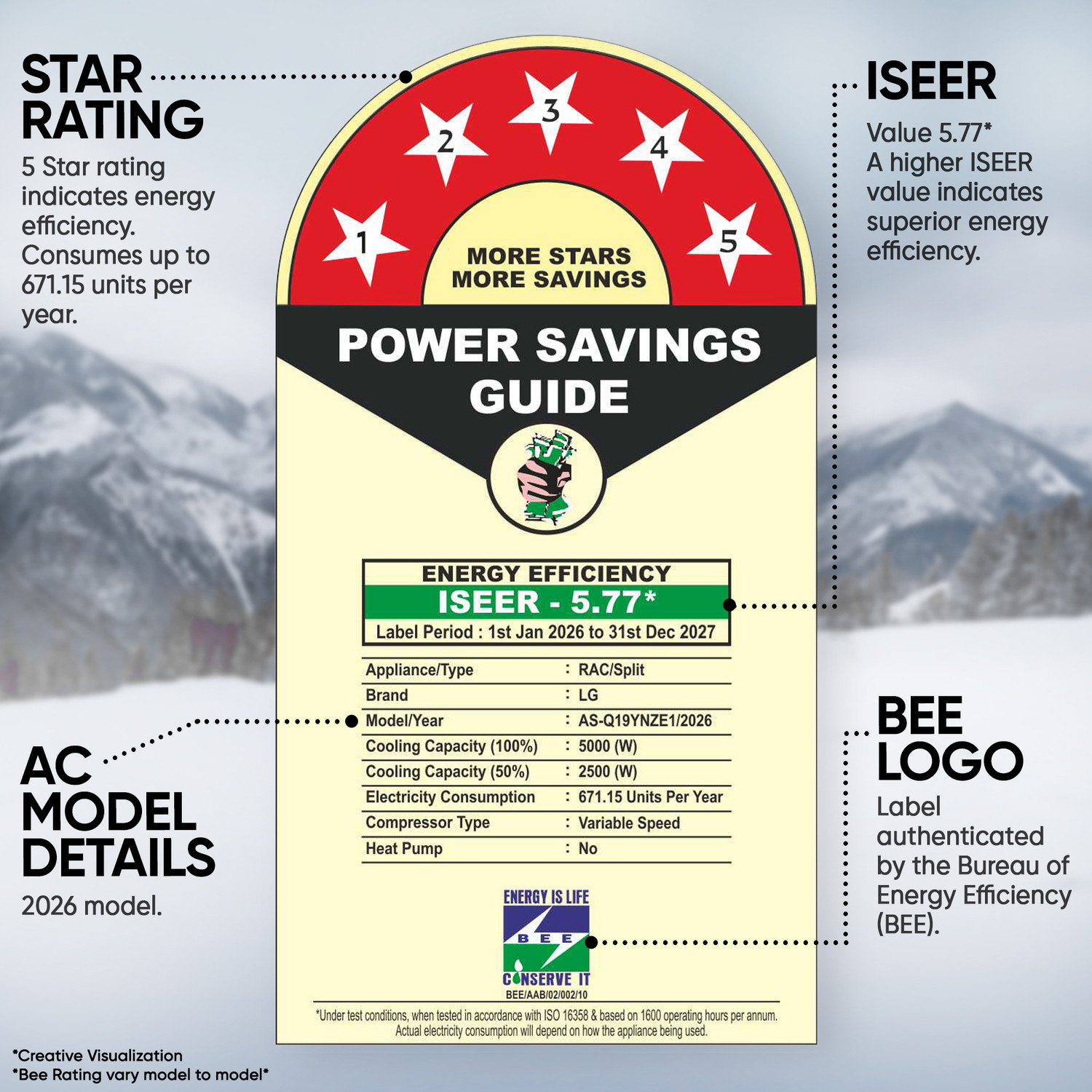 Image of LG 2026 Model 1.5 Ton 5 Star Split Smart Inverter AC