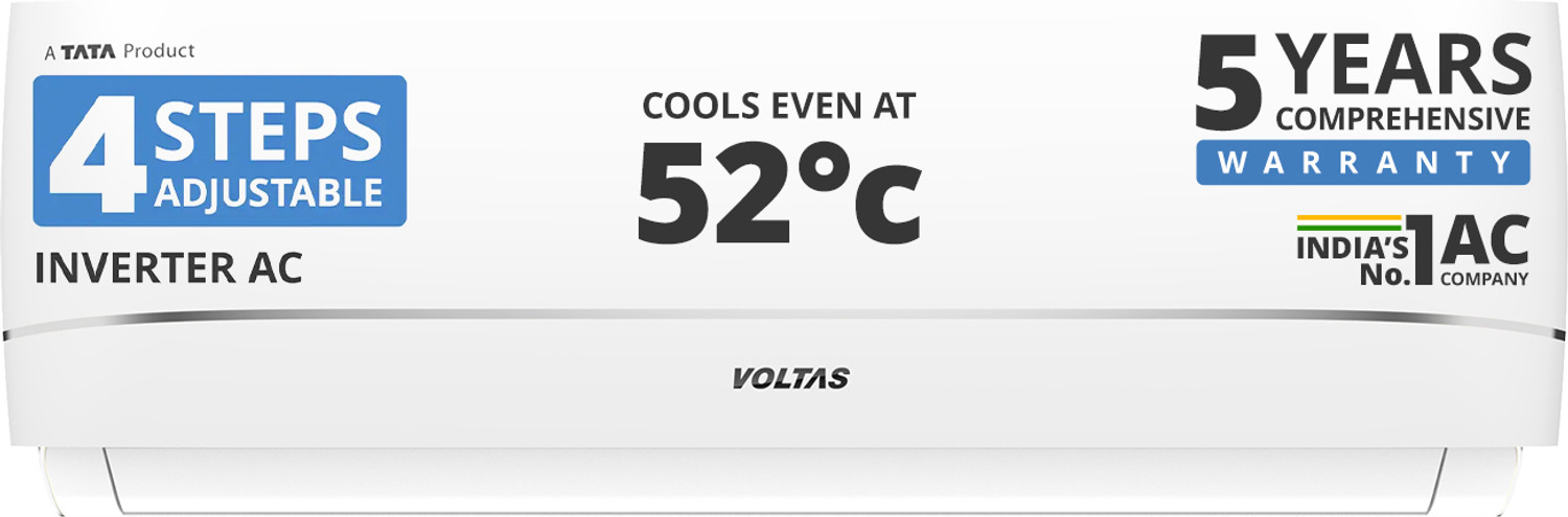 Image of Voltas 2025 Model 1.5 Ton 3 Star Hot and Cold Split Inverter 4-IN-1 Adjustable Mode | Energy Efficient | High Ambient Cooling (even at 52�C) | Anti-Dust Filter with Anti-Microbial Coating | Auto Clean AC