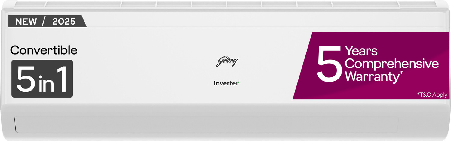Image of Godrej 2025 Model 1 Ton 5 Star Split Inverter 5-In-1-Convertible CoolingI-sense Technology with Blue Fin Anti Corrosive Coating AC