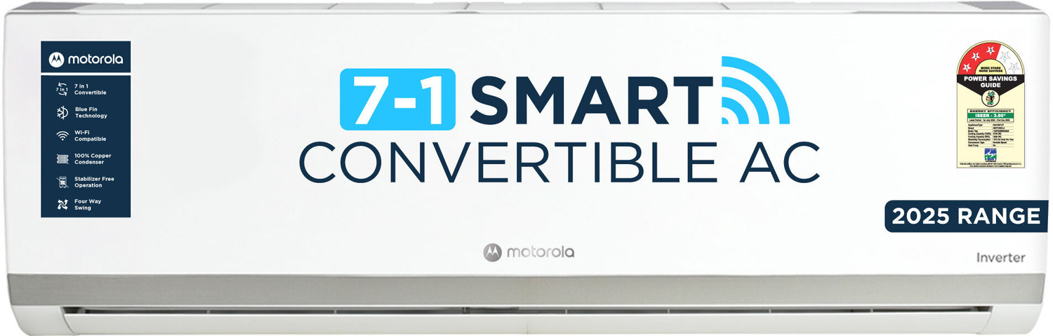 Image of MOTOROLA 2025 Model 1.5 Ton 3 Star Split Inverter with Wi-fi 7-in-1 Convertible with Rapid cool technology AC