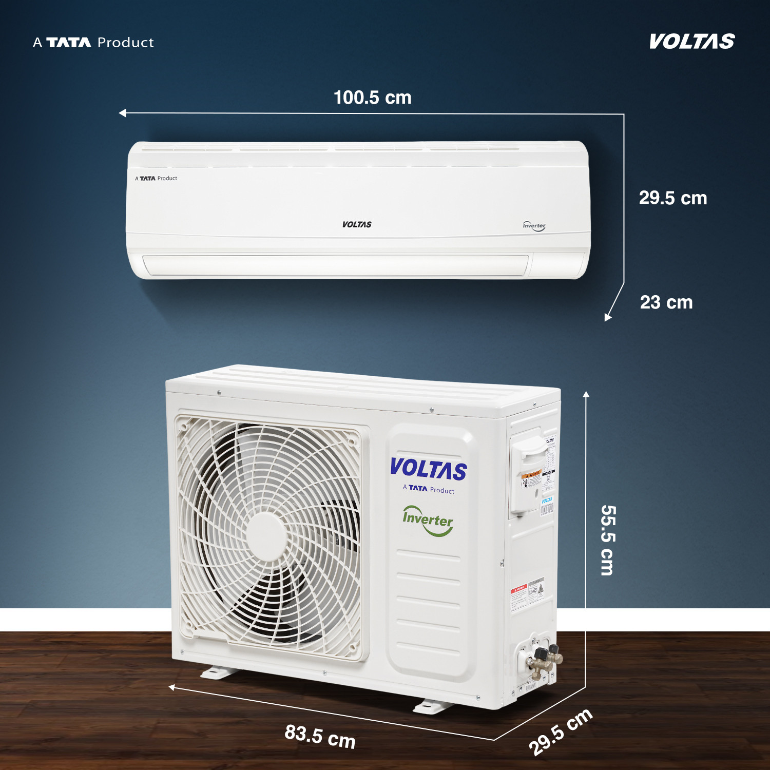 Image of Voltas 2025 Model 1.5 Ton 5 Star Split Inverter 4-IN-1 Adjustable Mode | Energy Efficient | High Ambient Cooling (even at 52�C) | Anti-Dust Filter with Anti-Microbial Coating | Auto Clean AC