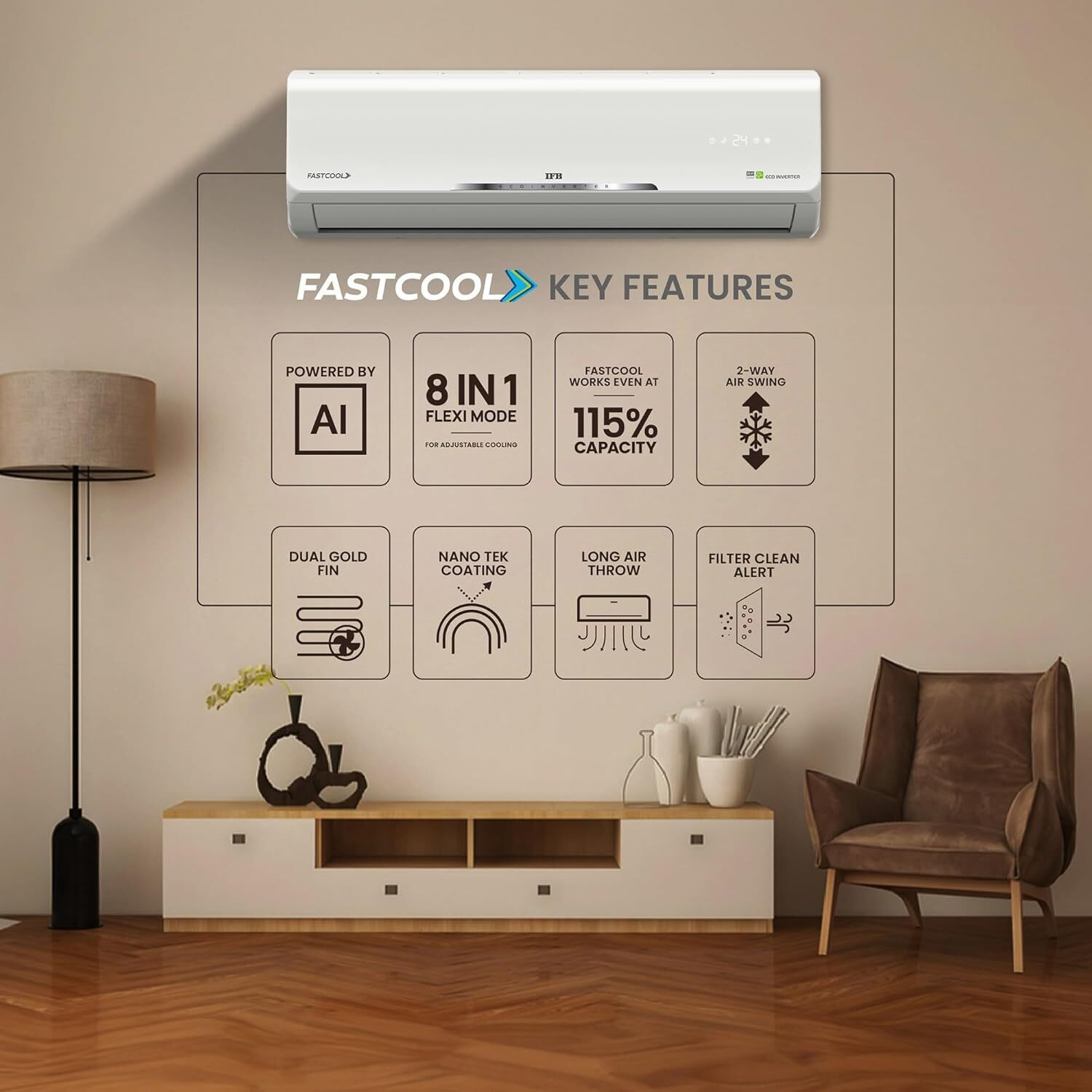 Image of IFB 2025 Model 1 Ton 3 Star Split Inverter AC
