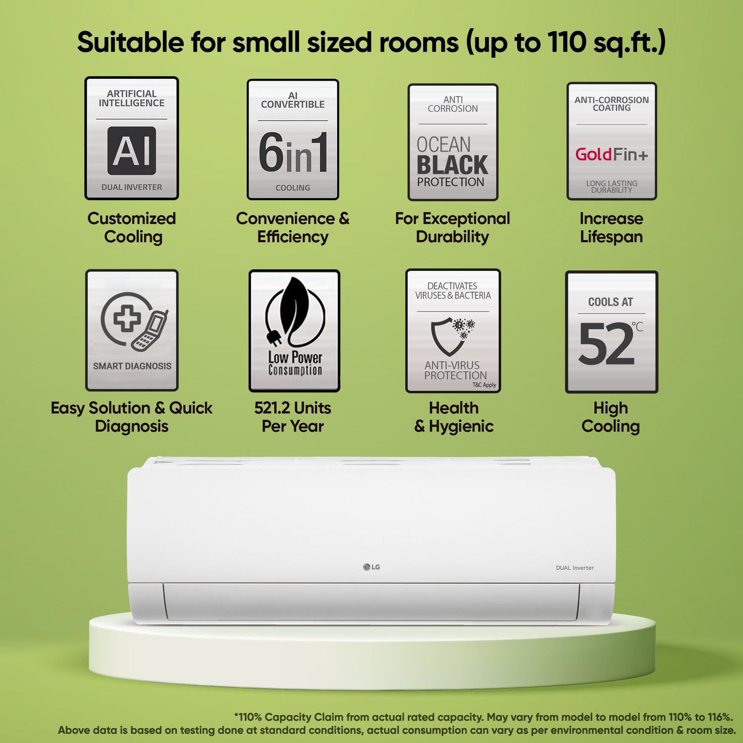 Image of LG 2024 Model 1 Ton 5 Star Split Dual Inverter Viraat Mode, Super Silent, HD Filter With Anti-Virus Protection AC With 4 Way Swing, Monsoon Comfort & ADC Sensor AC