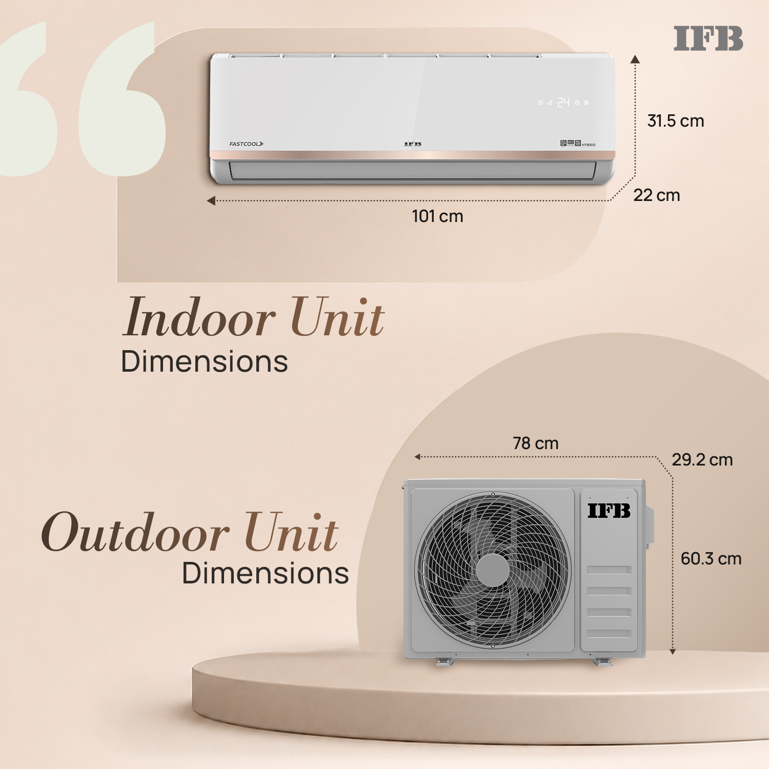 Image of IFB 2026 Model 1.5 Tons 5 Star Split Inverter with Hybrid Mode, 8-in-1 Flexi Mode, Heavy Duty Compressor, 4 Way-Swing, Self Clean, Copper Condenser AC