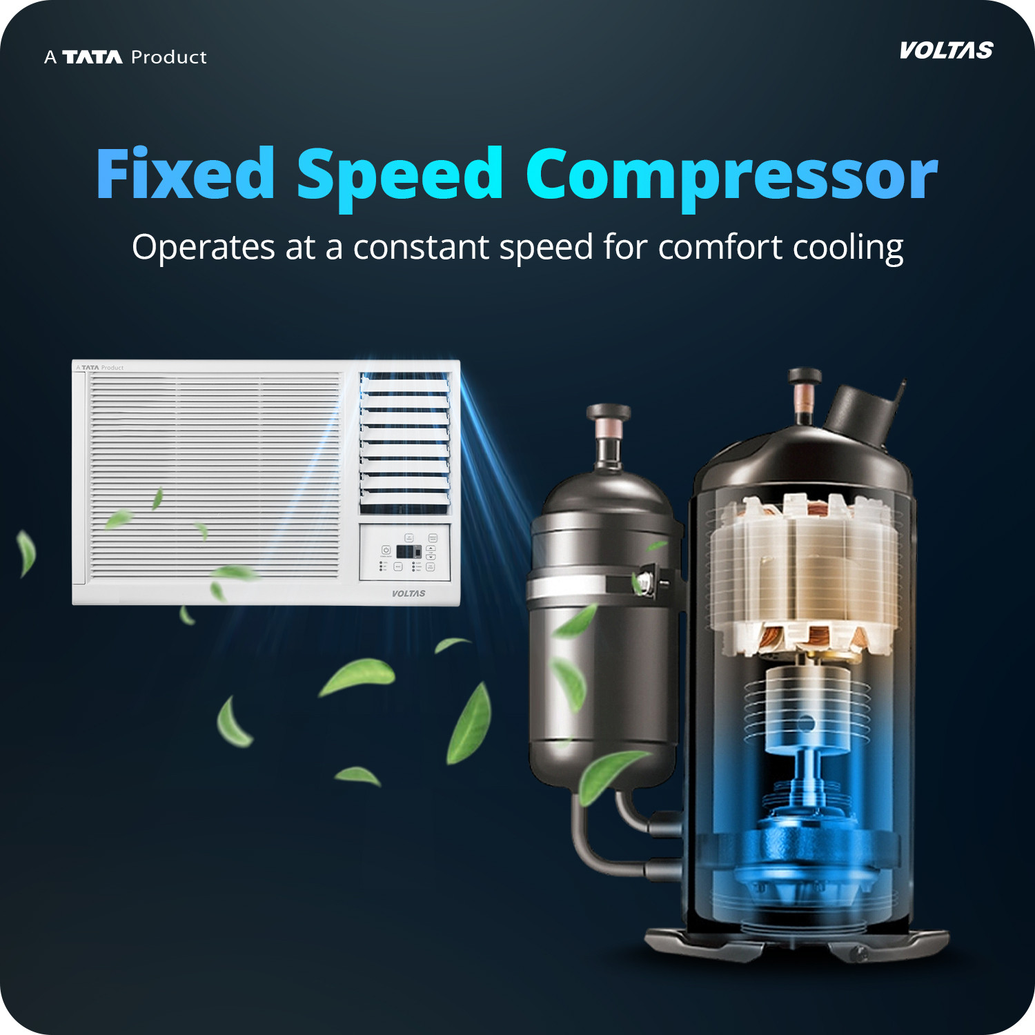 Image of Voltas 2026 Model 1 Ton 2 Star Window Fixed Speed AC