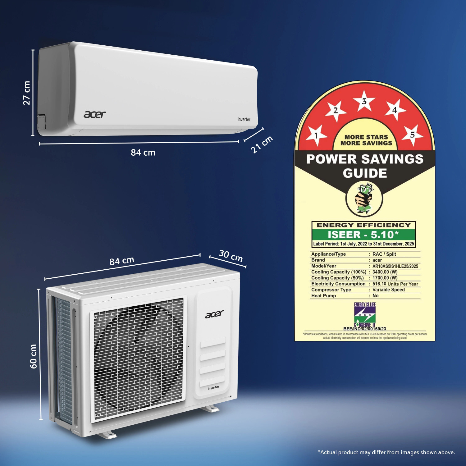 Image of Acer 2025 Model 2 Ton 3 Star Split Inverter AC