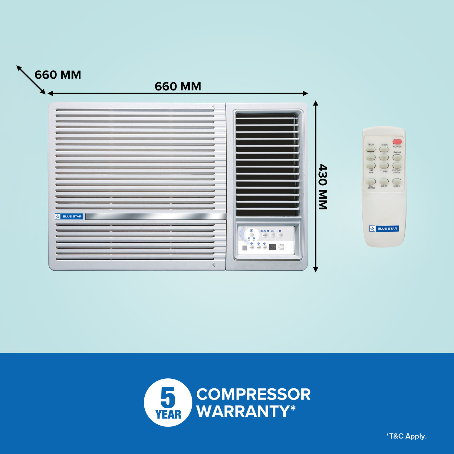 Image of Blue Star 2026 Model 1 Ton 3 Star Window Fixed Speed AC