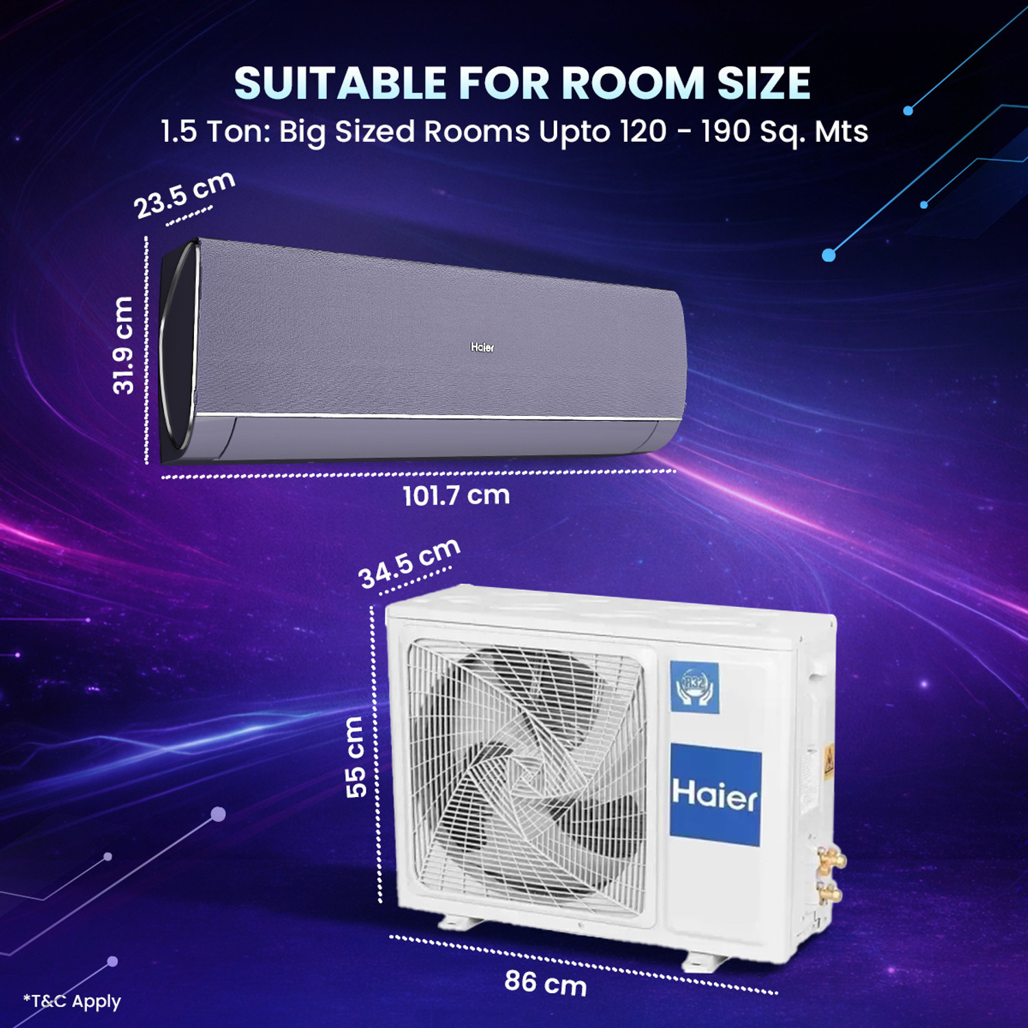 Image of Haier 2026 Model 1.5 Ton 5 Star Split HEXA Inverter with Wi-fi AC