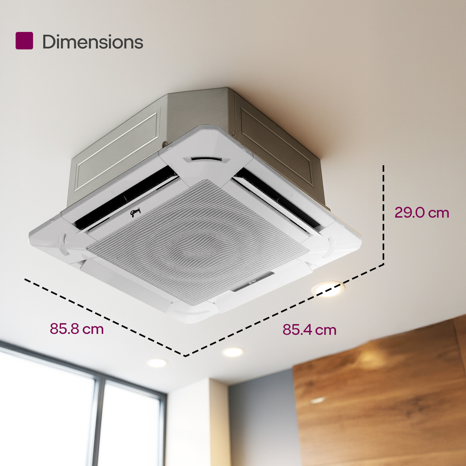 Image of Godrej 2025 Model 2 Ton 3 Star Cassette Inverter With Anti Dust Filter AC