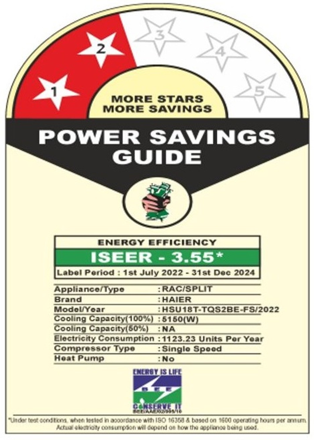 Image of Haier 2022 Model 1.5 Ton 2 Star Split Fixed Speed Extreme Temperature Cooling, Micro Antibacterial Filter AC