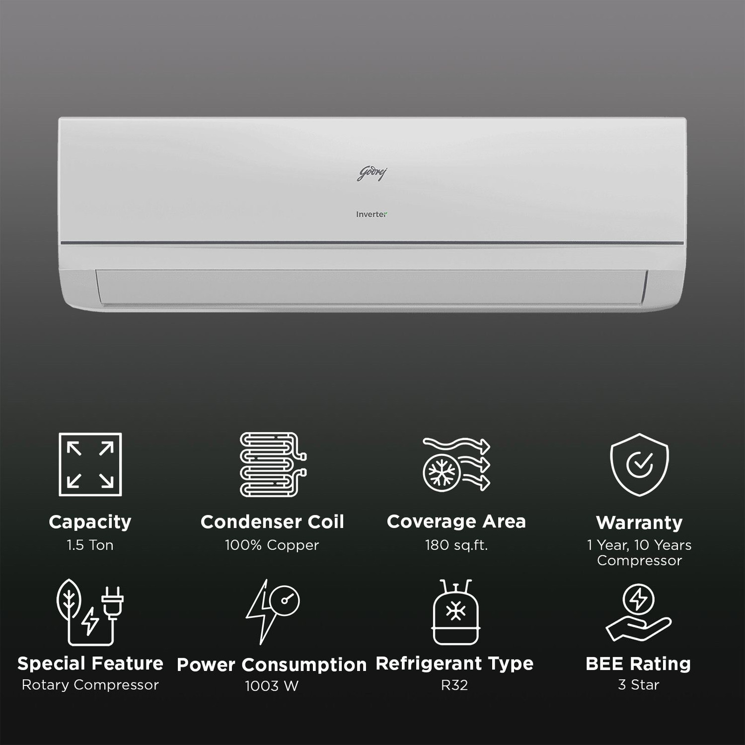 Image of Godrej 2025 Model 1.5 Ton 3 Star Split Inverter AC