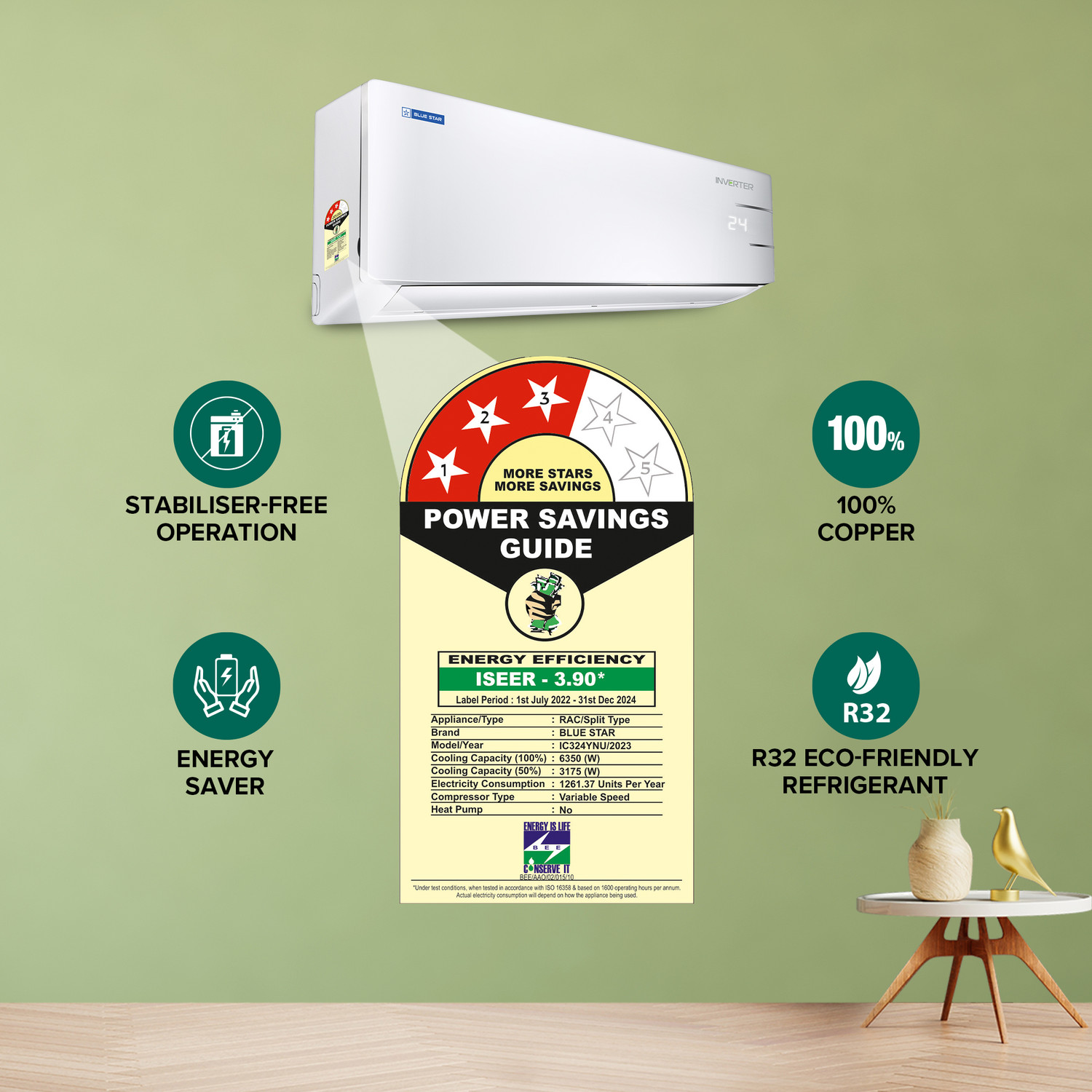 Image of Blue Star 2023 Model 2 Ton 3 Star Split Inverter AC