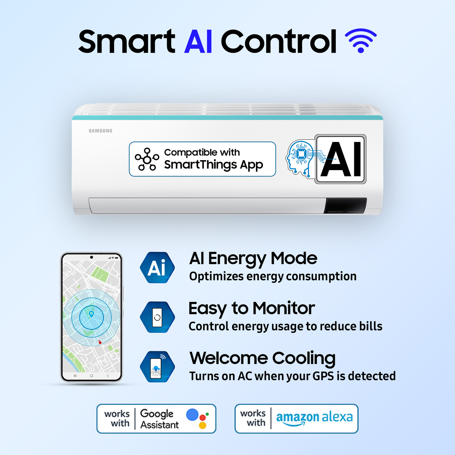 Image of Samsung 2023 Model 1 Ton 3 Star Split Inverter with Wi-fi AC