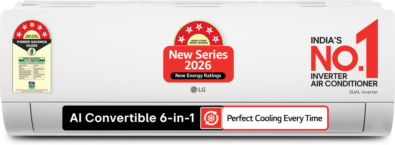Image of LG 2026 Model 1.5 Ton 5 Star Split Smart Inverter AC