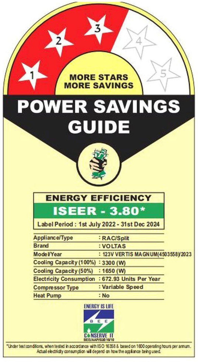 Image of Voltas 2023 Model 1 Ton 3 Star Split Inverter AC