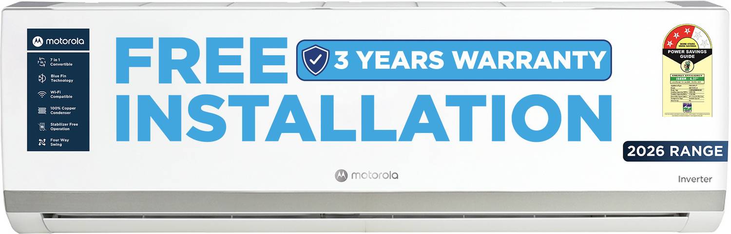 MOTOROLA 2026 Model 1 Ton 3 Star Split Inverter with Wi-fi | Free Installation with 3-Year Comprehensive Warranty with Attachments included AC price history chart and lowest price