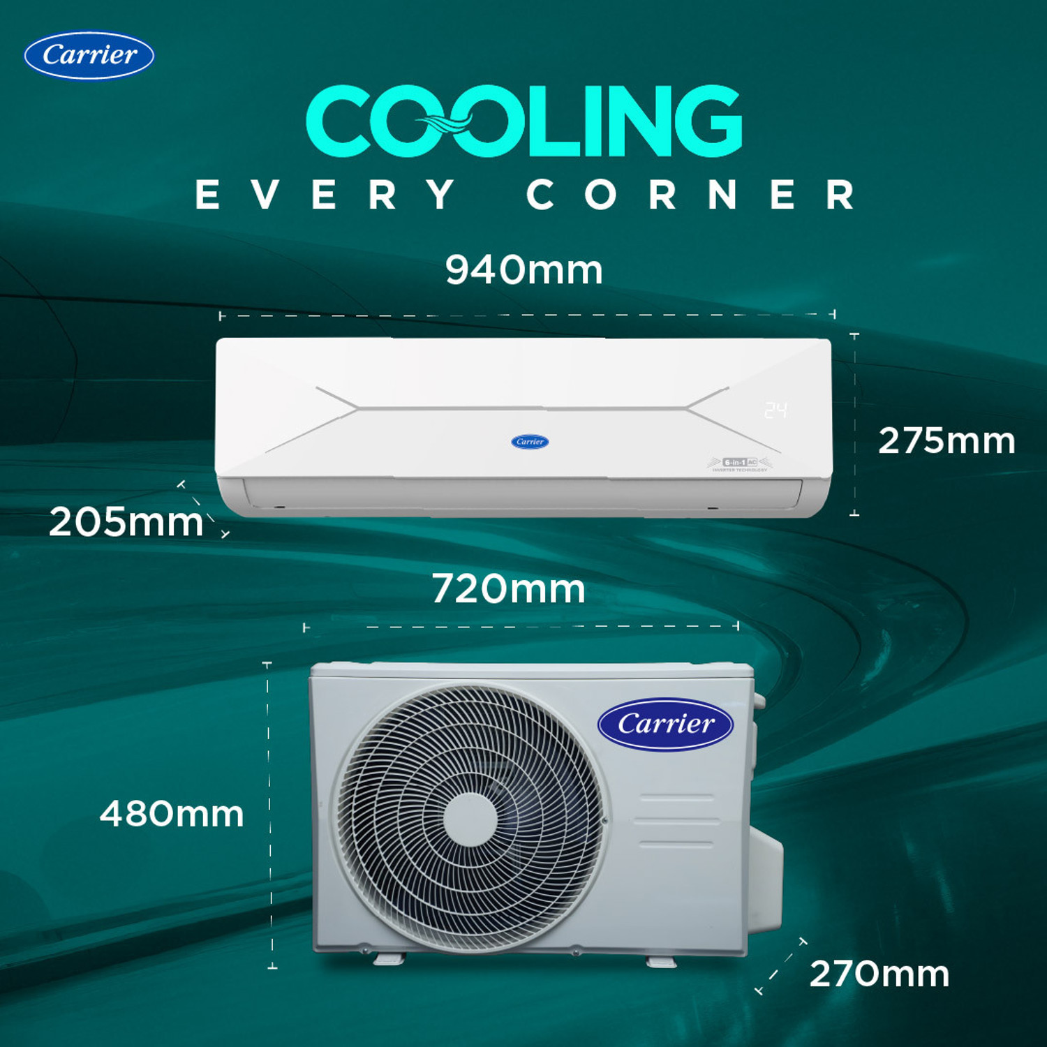 Image of CARRIER 2026 Model 1.5 Ton 3 Star Split Inverter with Wi-fi AC