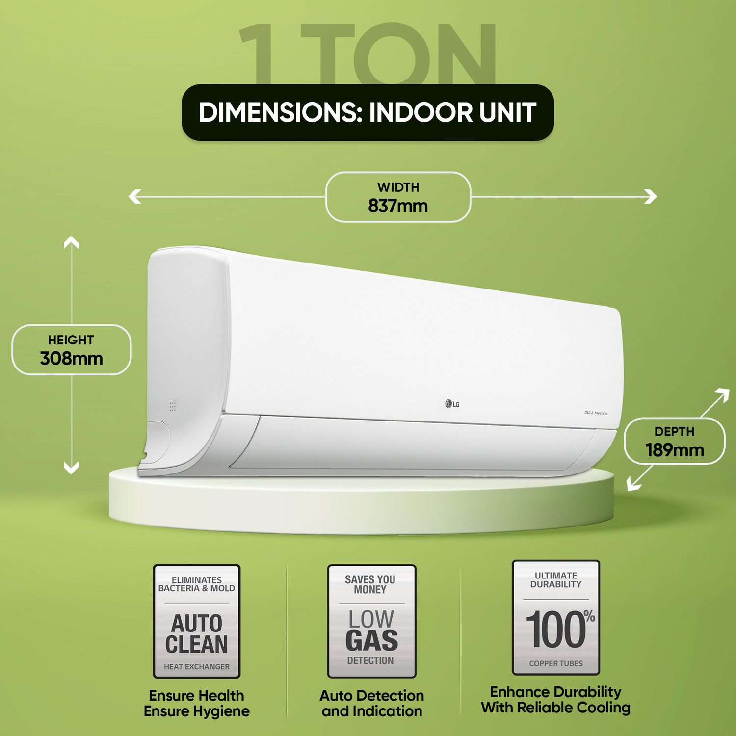 Image of LG 2024 Model 1 Ton 5 Star Split Dual Inverter Viraat Mode, Super Silent, HD Filter With Anti-Virus Protection AC With 4 Way Swing, Monsoon Comfort & ADC Sensor AC