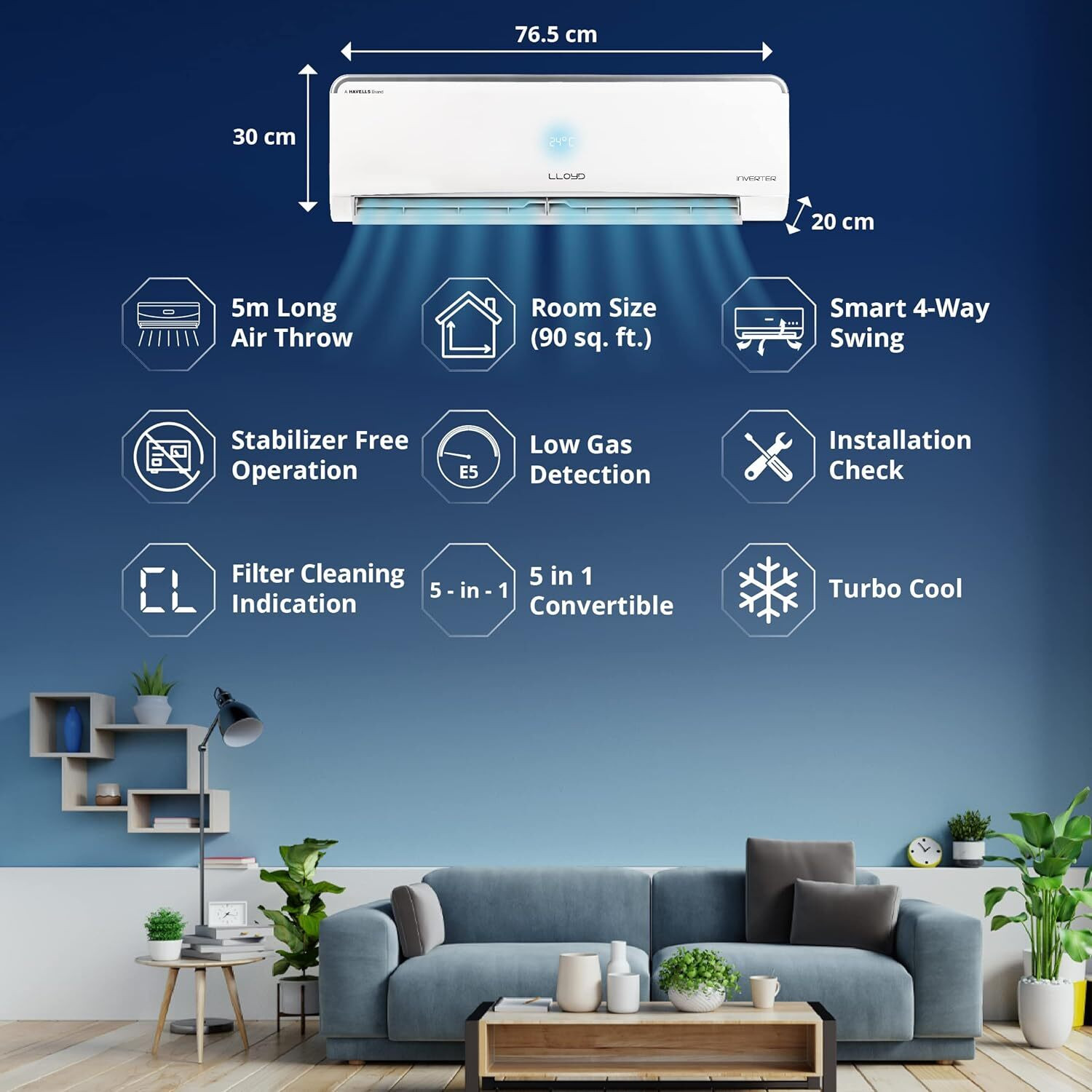 Image of Lloyd 2024 Model 0.8 Tons 3 Star Split Inverter AC