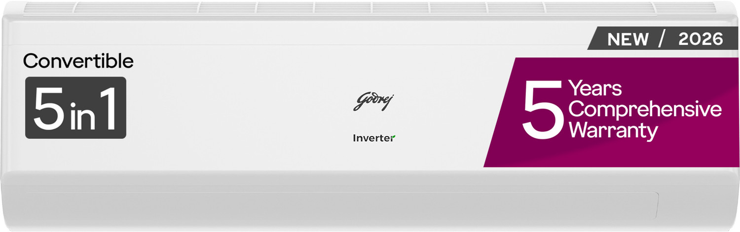 Image of Godrej 2026 Model 1.5 Ton 5 Star Split Inverter with 5-in-1 convertible | AI Powered| Heavy Duty Cooling at 52 degree celsius|i-Sense technology AC