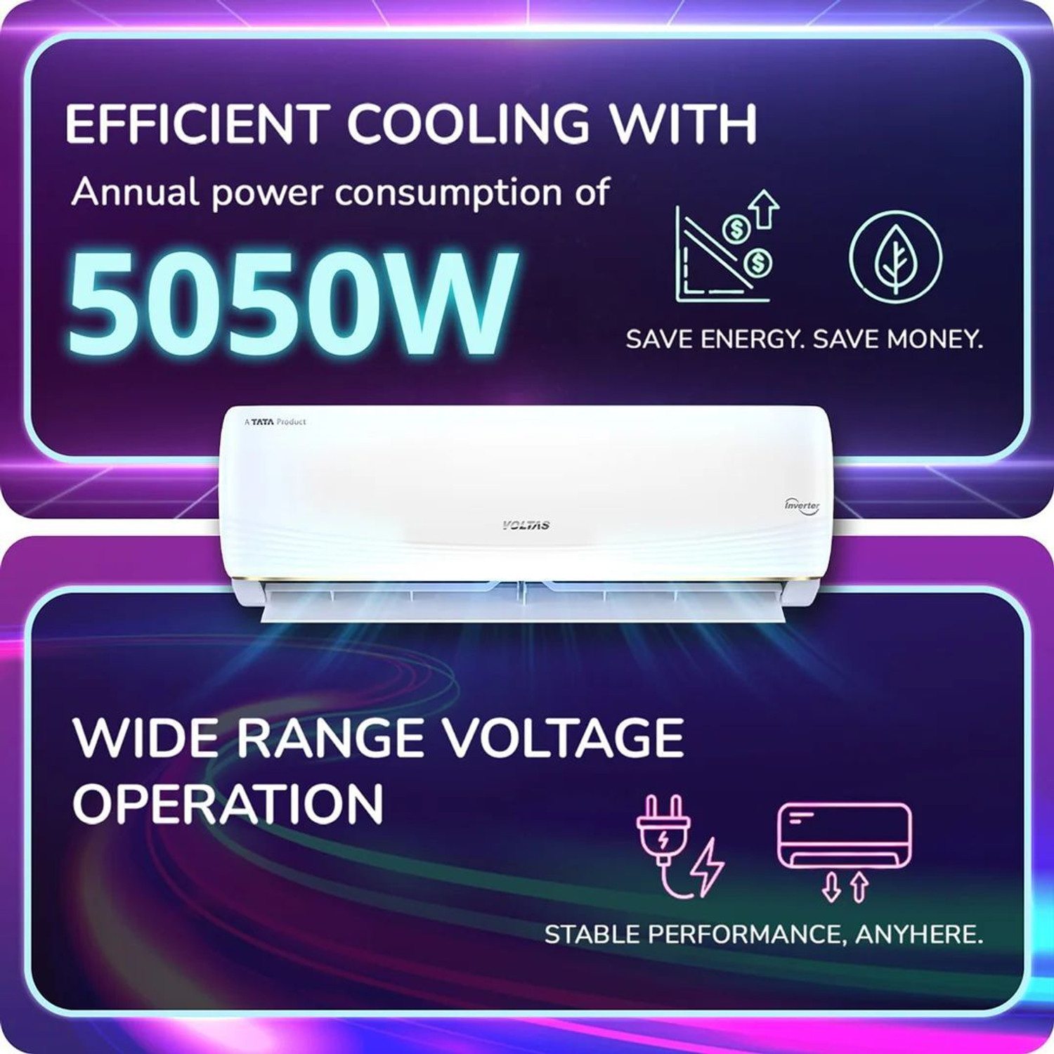 Image of Voltas 2026 Model 1.5 Ton 5 Star Split Inverter with Wi-fi AC