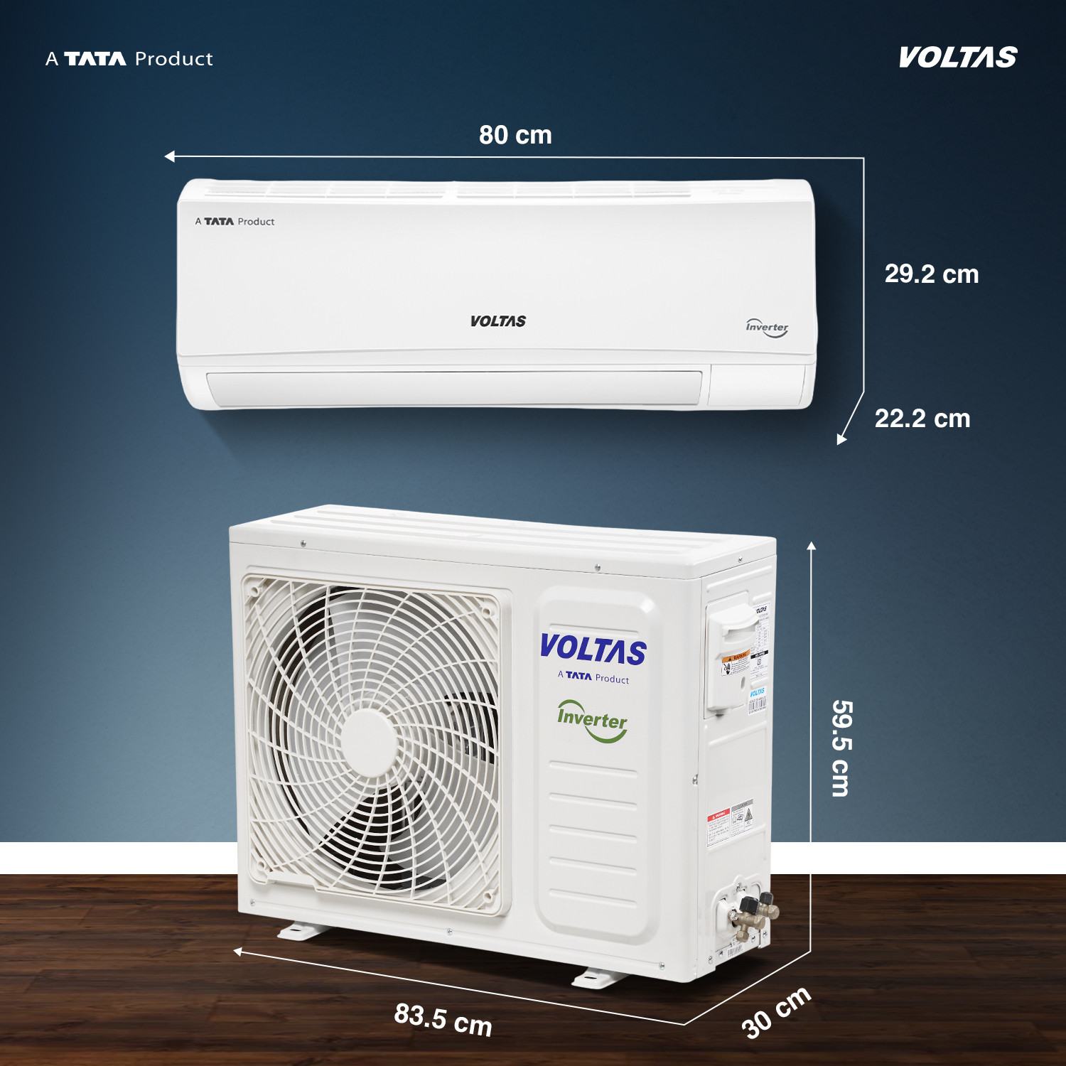 Image of Voltas 2025 Model 1.5 Ton 3 Star Split Inverter 4-IN-1 Adjustable Mode | Energy Efficient | High Ambient Cooling (even at 52�C) | Anti-Dust Filter with Anti-Microbial Coating | Auto Clean AC