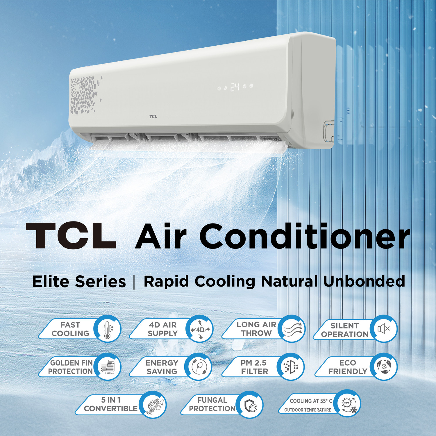 Image of TCL 2026 Model 1.5 Ton 3 Star Split Inverter 5 Step Convertible with Powerful Turbo cooling, Energy saving, Silent Operation AC AC