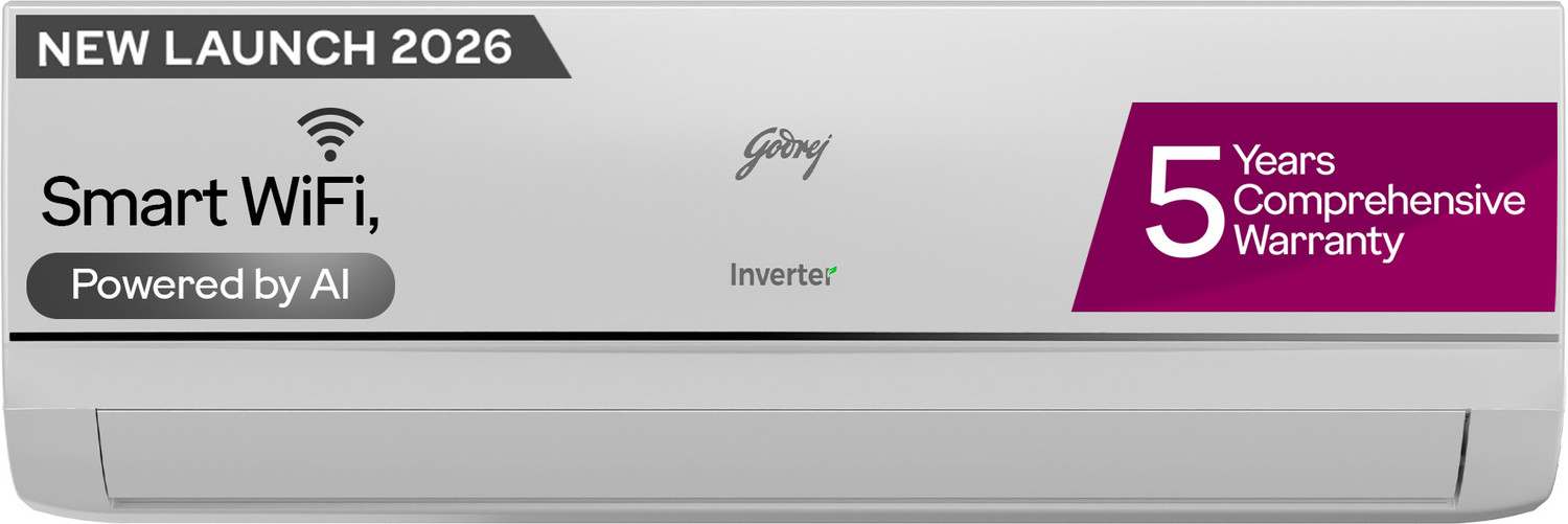 Image of Godrej 2026 Model 1 Ton 3 Star Split Inverter with Wi-fi with Wi-Fi | 5-in-1 convertible | AI Powered| Heavy Duty Cooling at 52 degree celsius | 4 - Way Swing AC