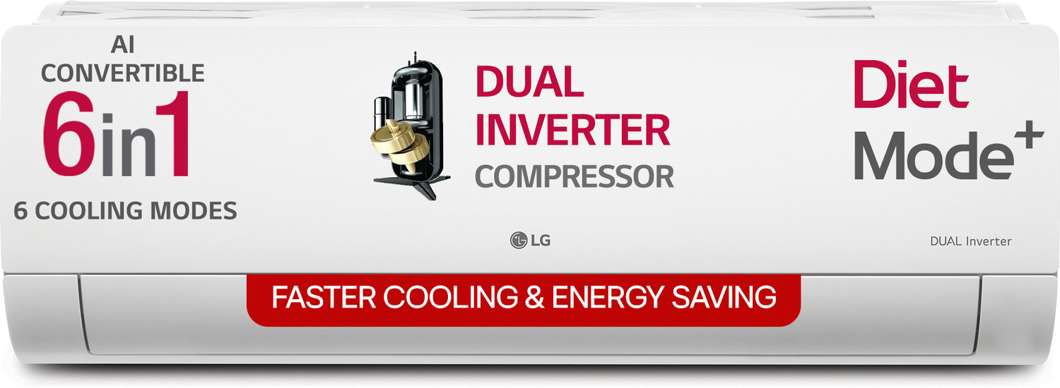 Image of LG 2025 Model 1.5 Ton 5 Star Split AI Dual Inverter AI Convertible 6-in-1 Split with Faster Cooling and Energy Saving, VIRAAT Mode and Diet Mode Plus AC