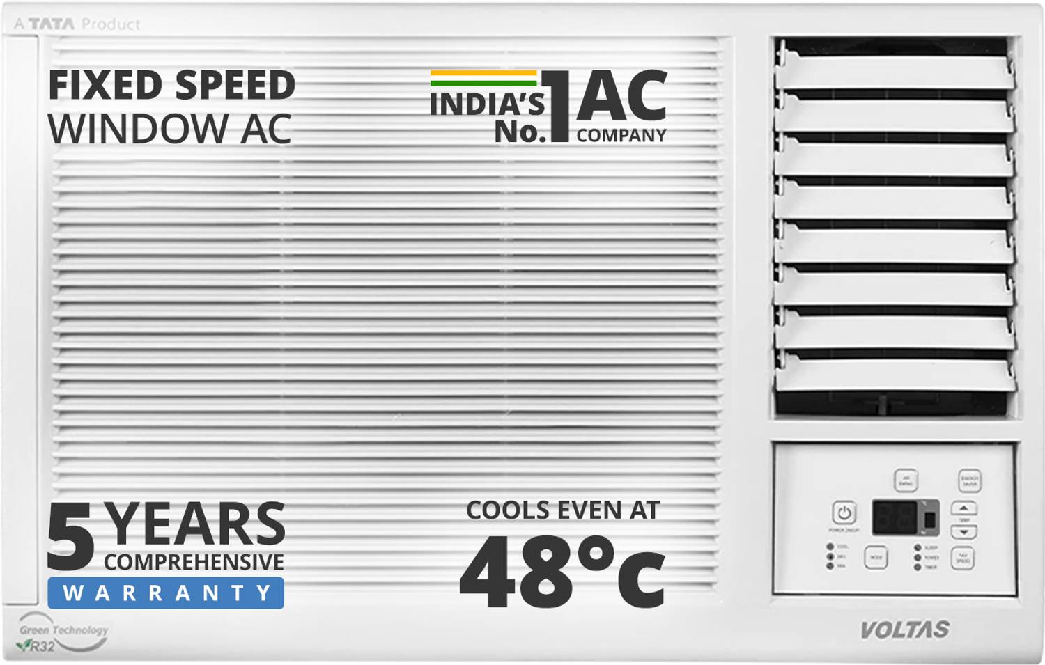 Voltas 2025 Model 1 Ton 3 Star Window Fixed Speed Turbo Cooling