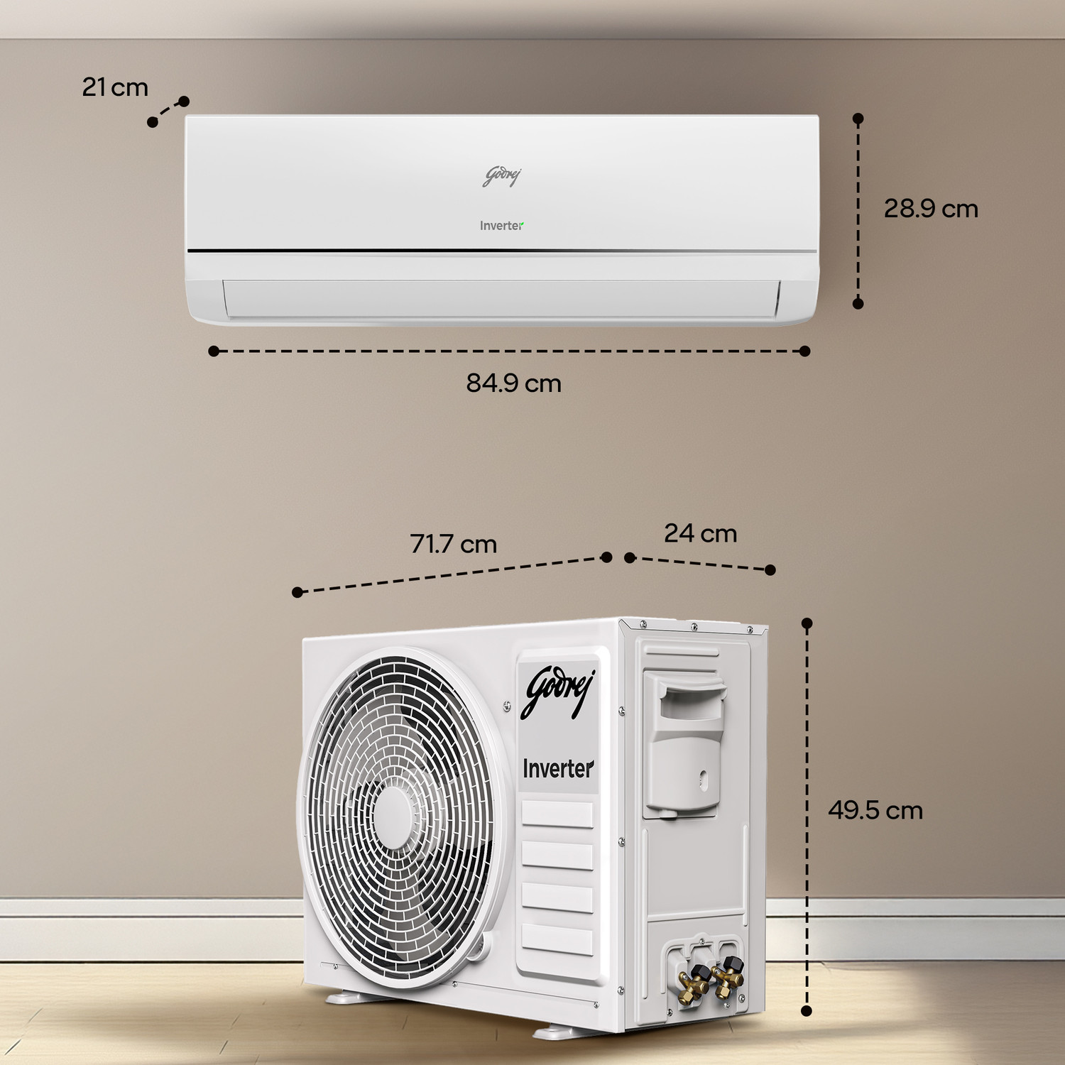 Image of Godrej 2026 Model 1 Ton 3 Star Split Inverter with 5-in-1 convertible | AI Powered| Heavy Duty Cooling at 52 degree celsius|i-Sense technology AC
