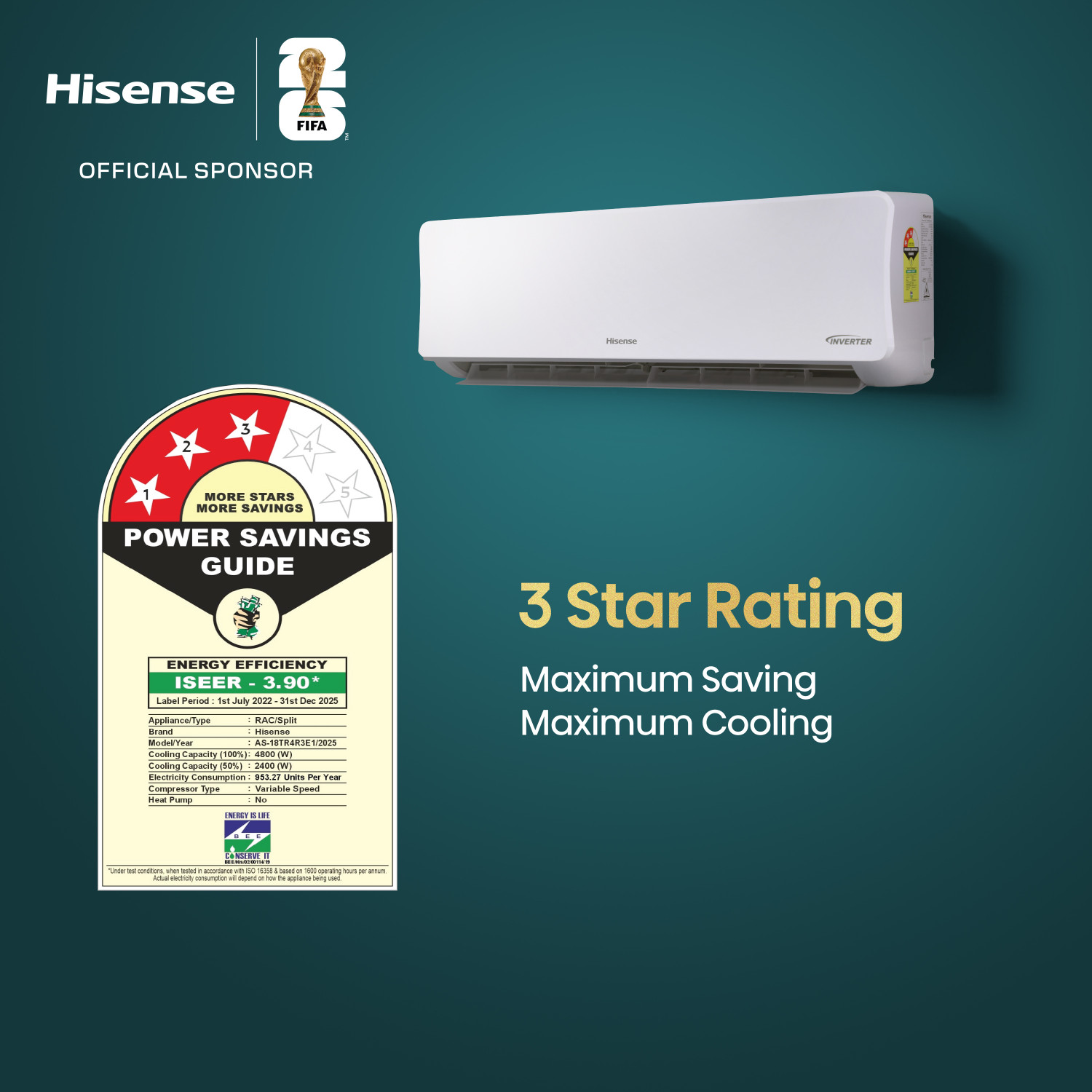 Image of Hisense 2025 Model 1.5 Ton 3 Star Split Inverter AC
