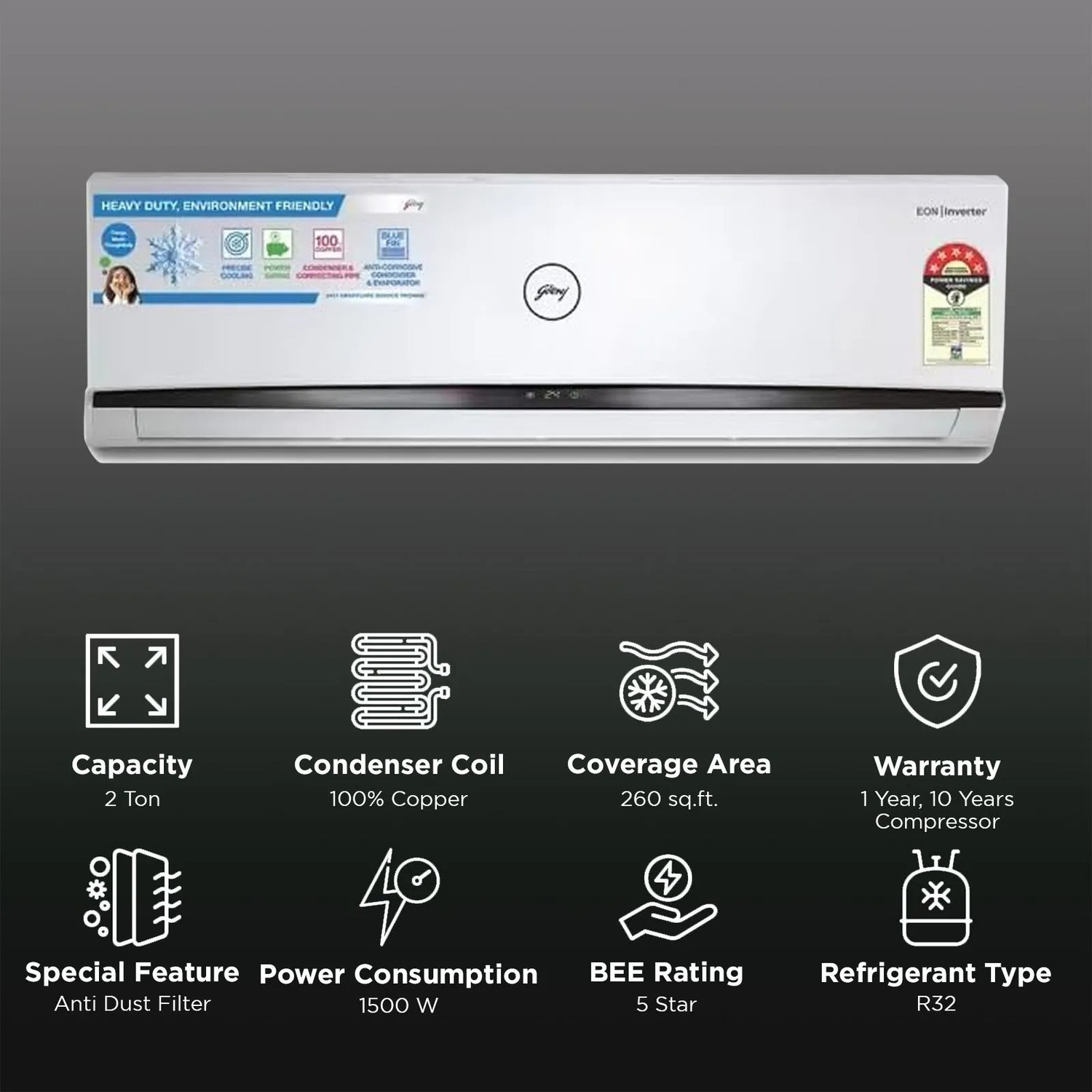 Image of Godrej 2025 Model 2 Ton 5 Star Split Inverter AC