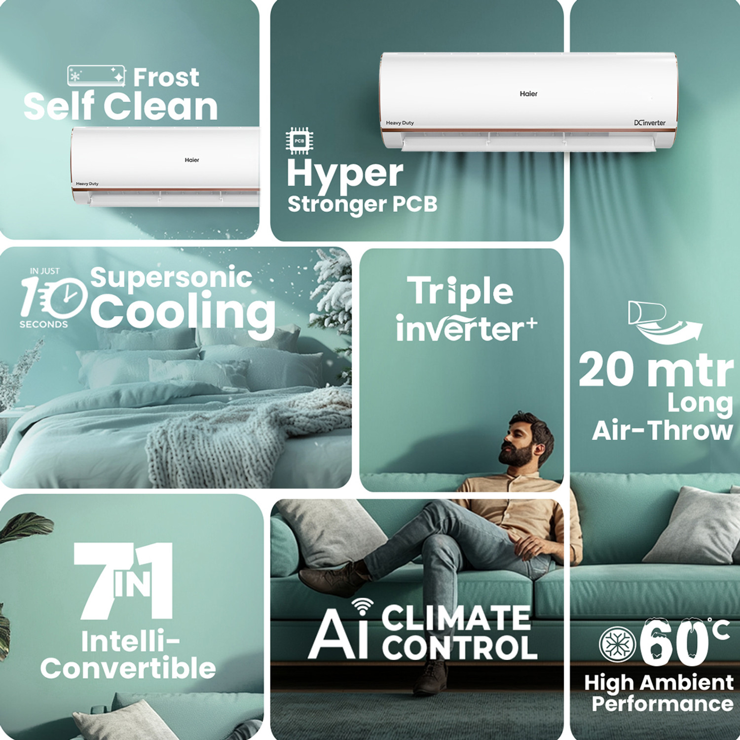 Image of Haier 2025 Model 1.5 Ton 3 Star Split Triple Inverter with Wi-fi AC