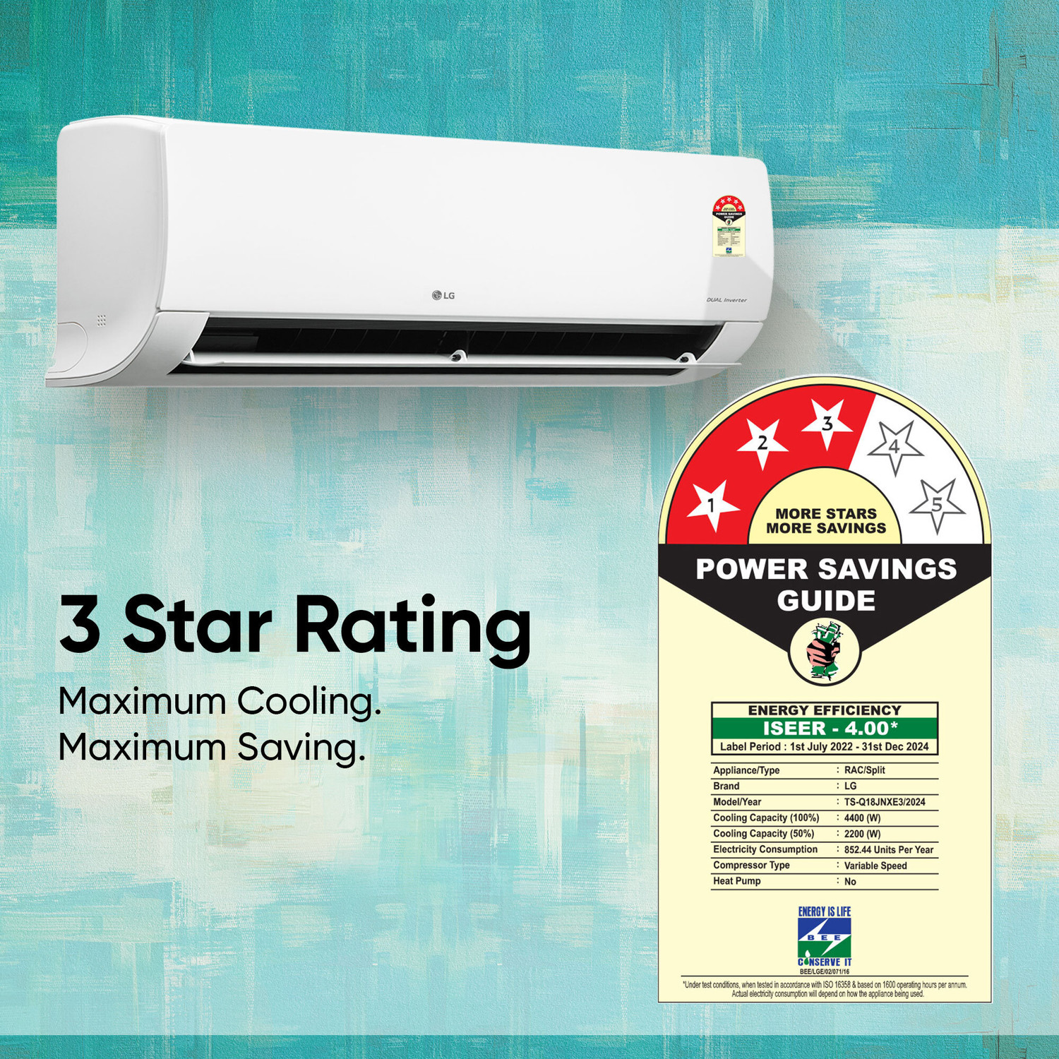 Image of LG 2024 Model 1.5 Ton 3 Star Split Dual Inverter AI Convertible 6-in-1 Cooling HD Filter, Anti-Virus Protection, VIRAAT Mode, Diet Mode & ADC Sensor AC