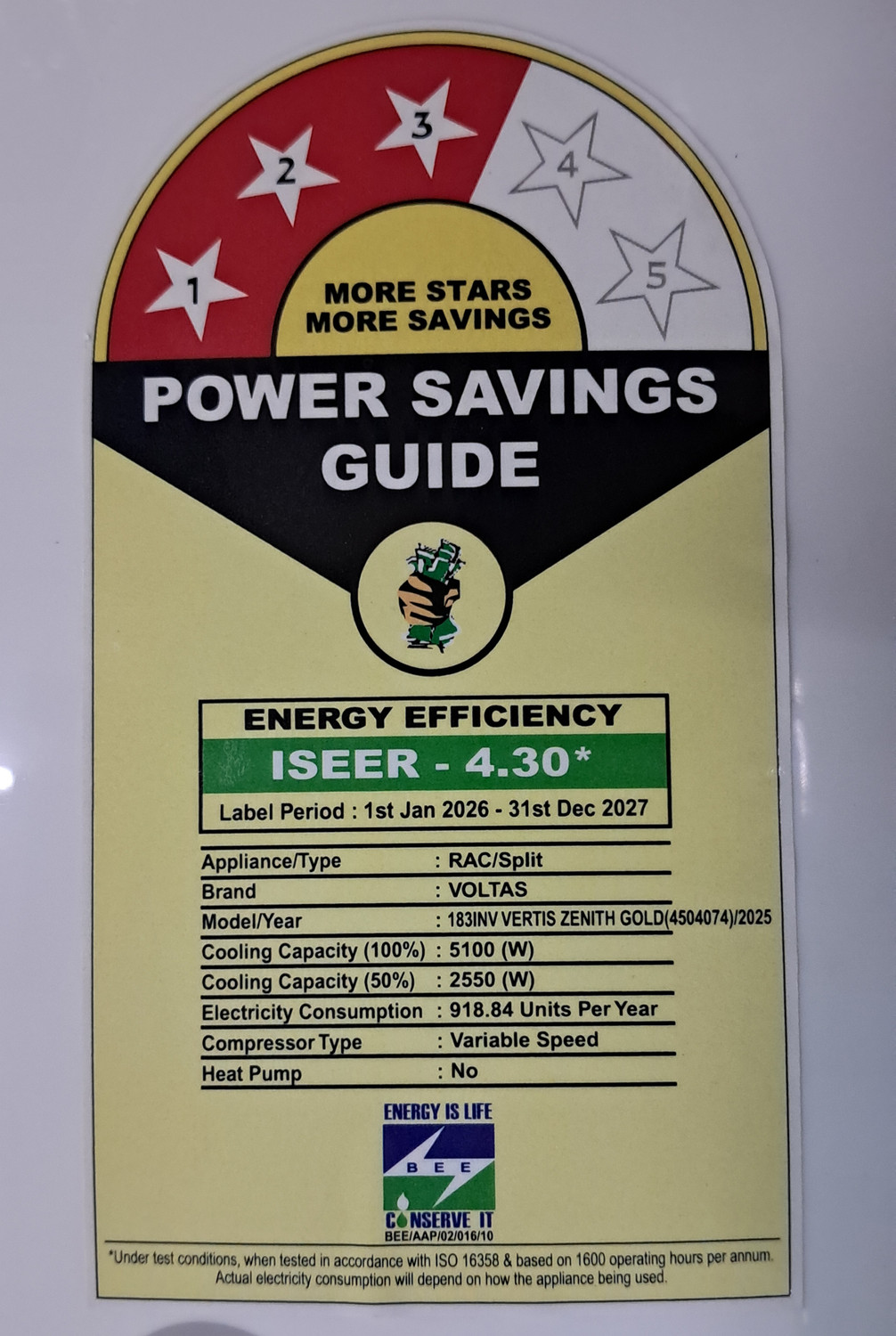 Image of Voltas 2025 Model 1.5 Ton 3 Star Split Inverter AC